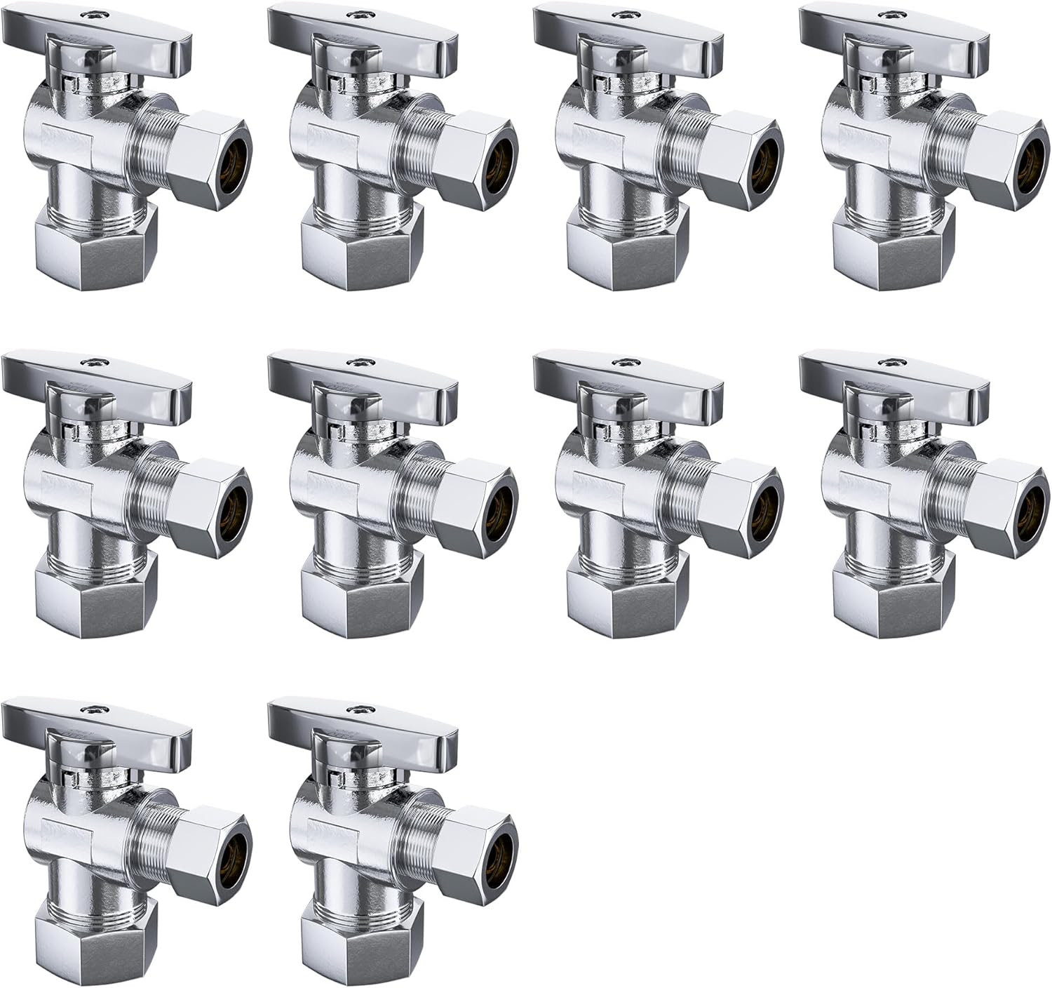 10 Pack Angle Stop Valve 1/2″ Nominal Comp 5/8″OD Fits 1/2″ Copper Pipe 3/8” OD