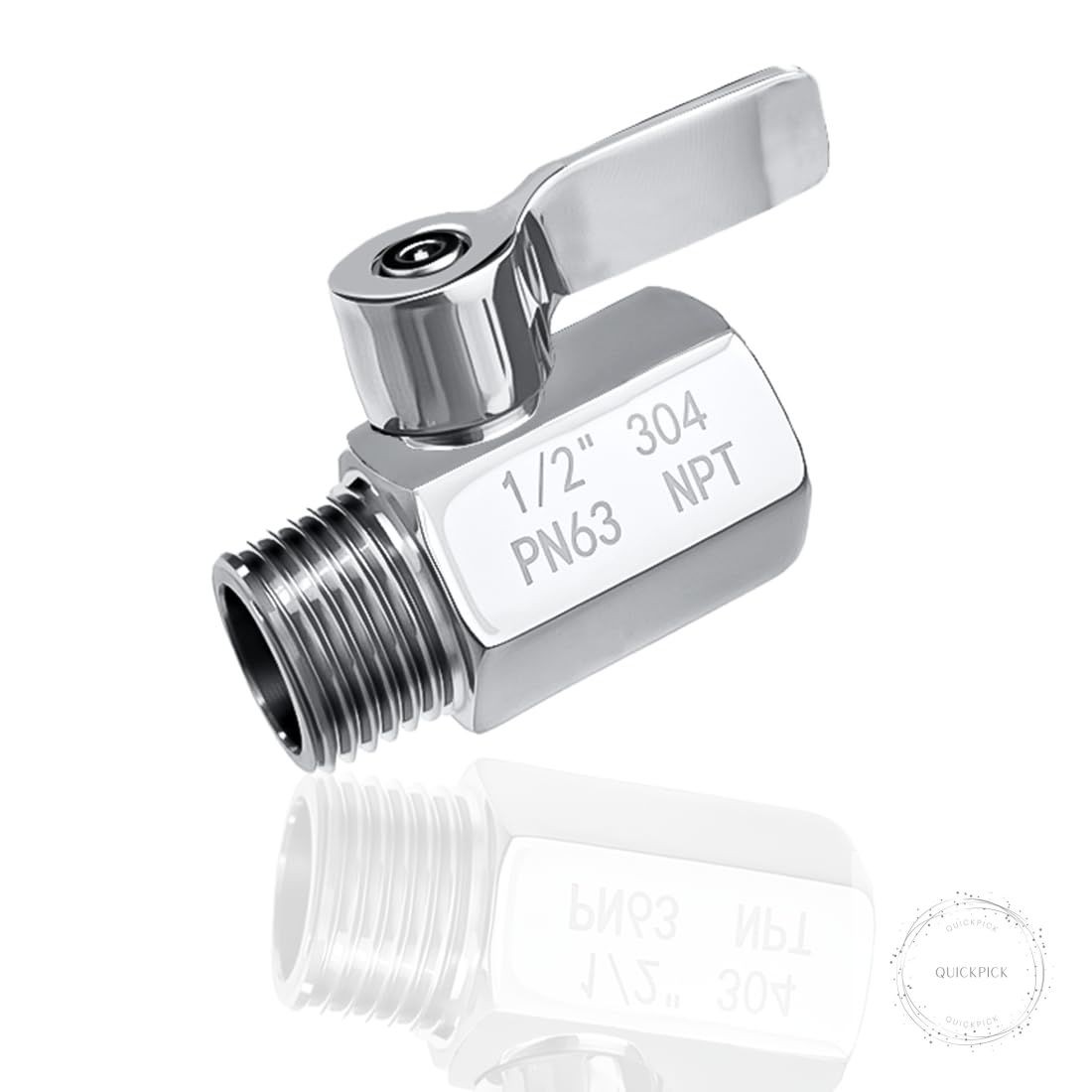 Shower Head Shut Off Valve, 304 Stainless Steel Mini Ball Valve (1/2” Female x M