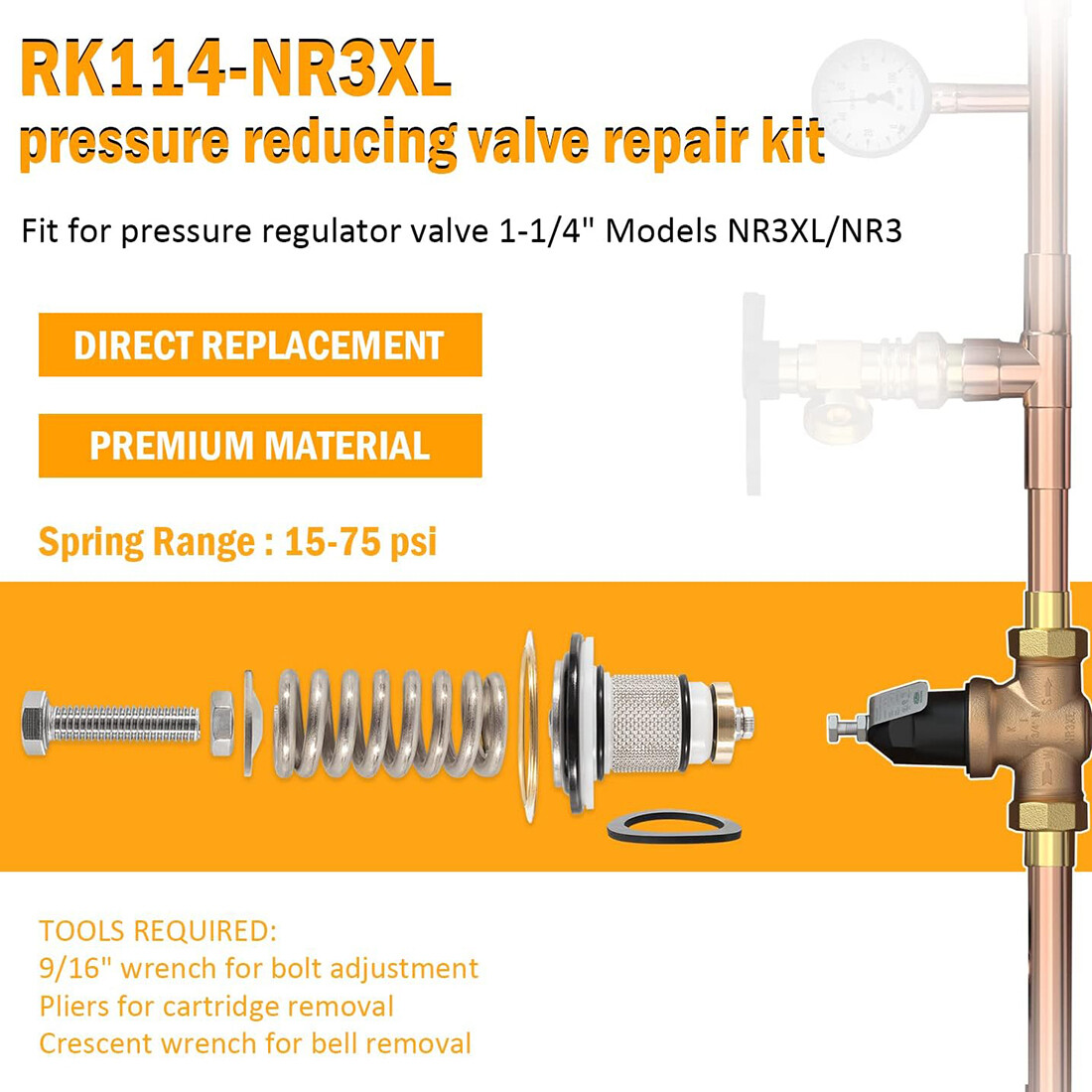 1-1/4” Pressure Reducing Valve Repair Kit for Models NR3 and NR3XL