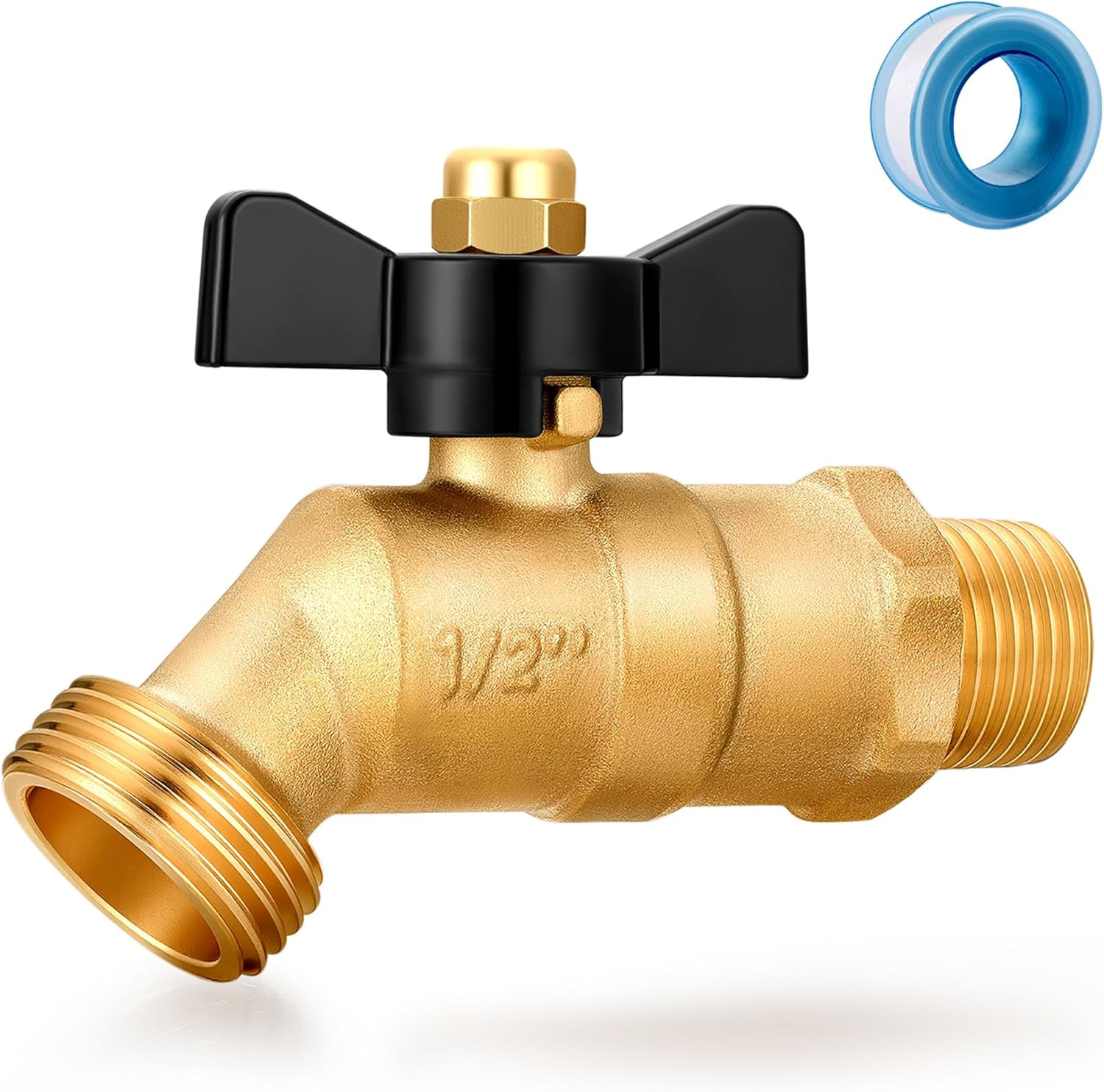 Brass Ball Valve Full Flow Male Hose Bibb 1/2″ Male NPT Inlet Connection with 3/