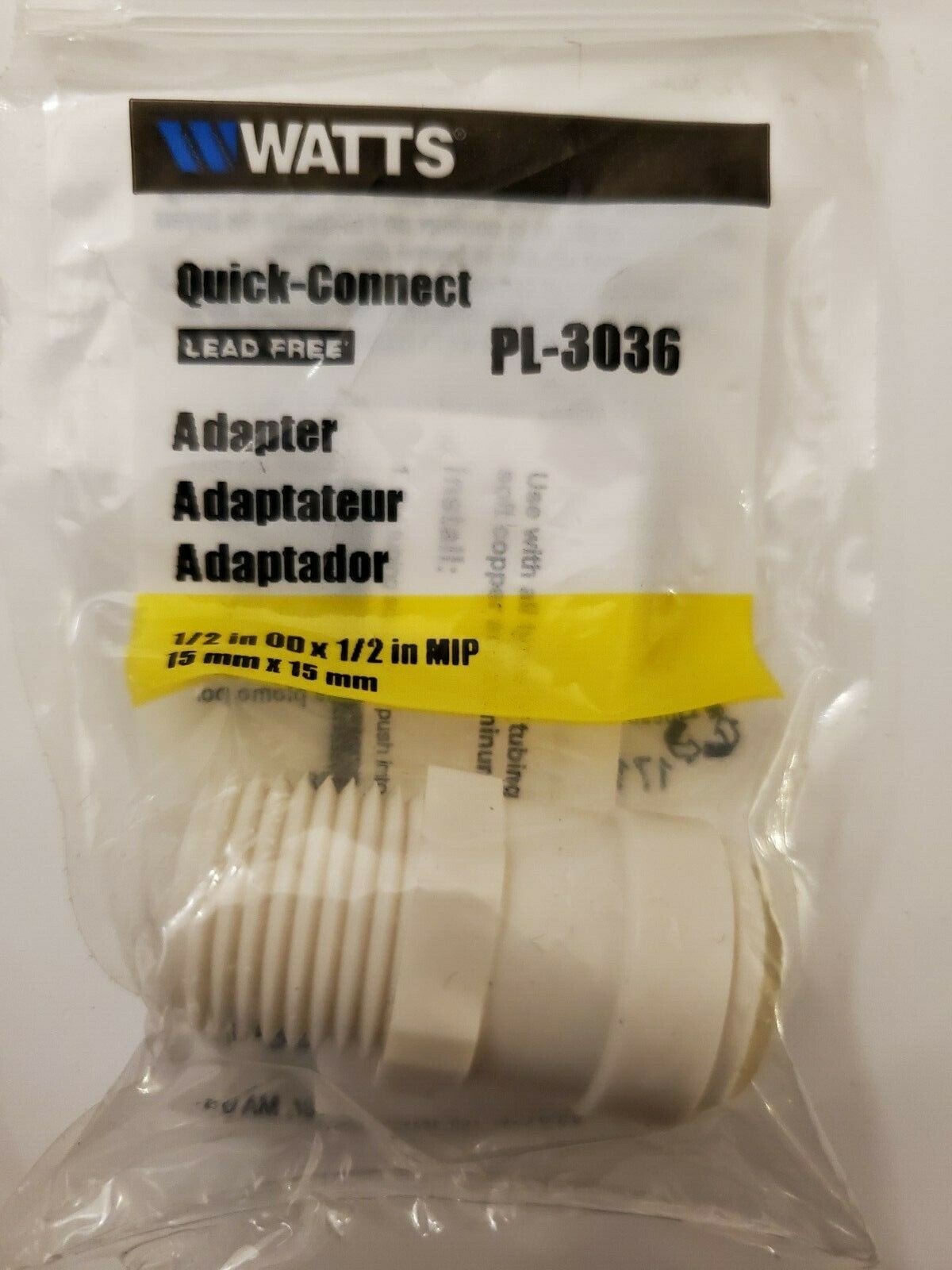 Lot of 10 NEW Watts Quick Connect PL-3036 Adapter 1/2″ x 1/2″