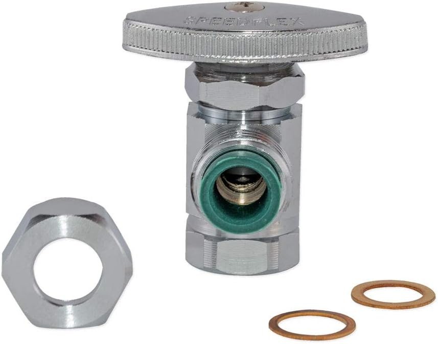 Multi-Turn Angle Stop Valve, 1/2 Inch FIP x 1/2 Inch Slip Joint Connection, C…