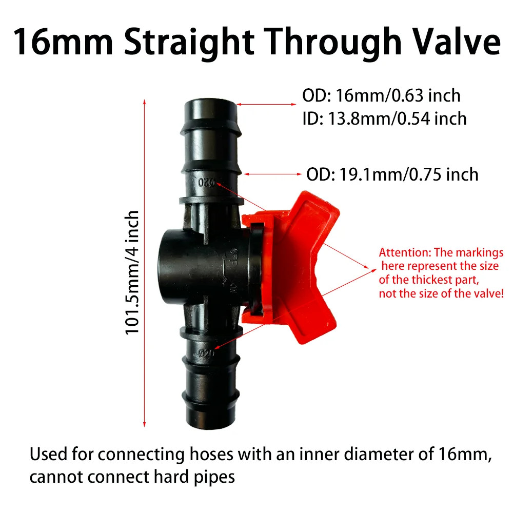 2Pcs Barbed Ball Valve Plastic Pagoda Straight through Shut-Off Switch Hose Conn