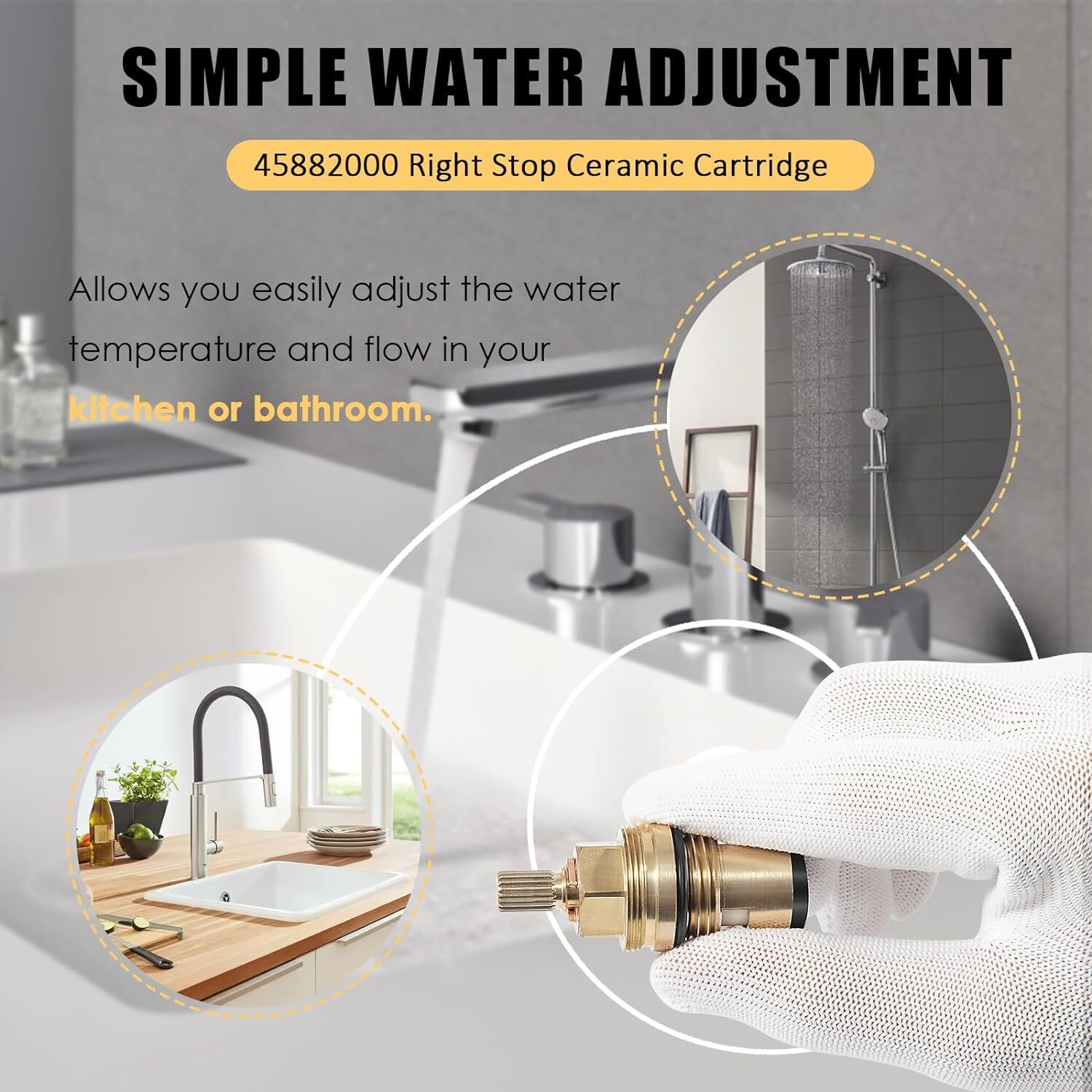 45882000 Cartridge Replacement for Grohe Ceramic 1/2″-1/4 Turn,90 Degrees