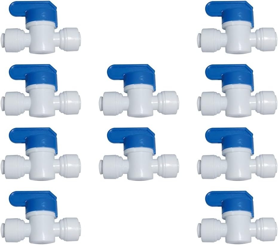Malida Water Purifier Shut Off Ball Valve 14 Inch Tube Quick Connect 10pcs