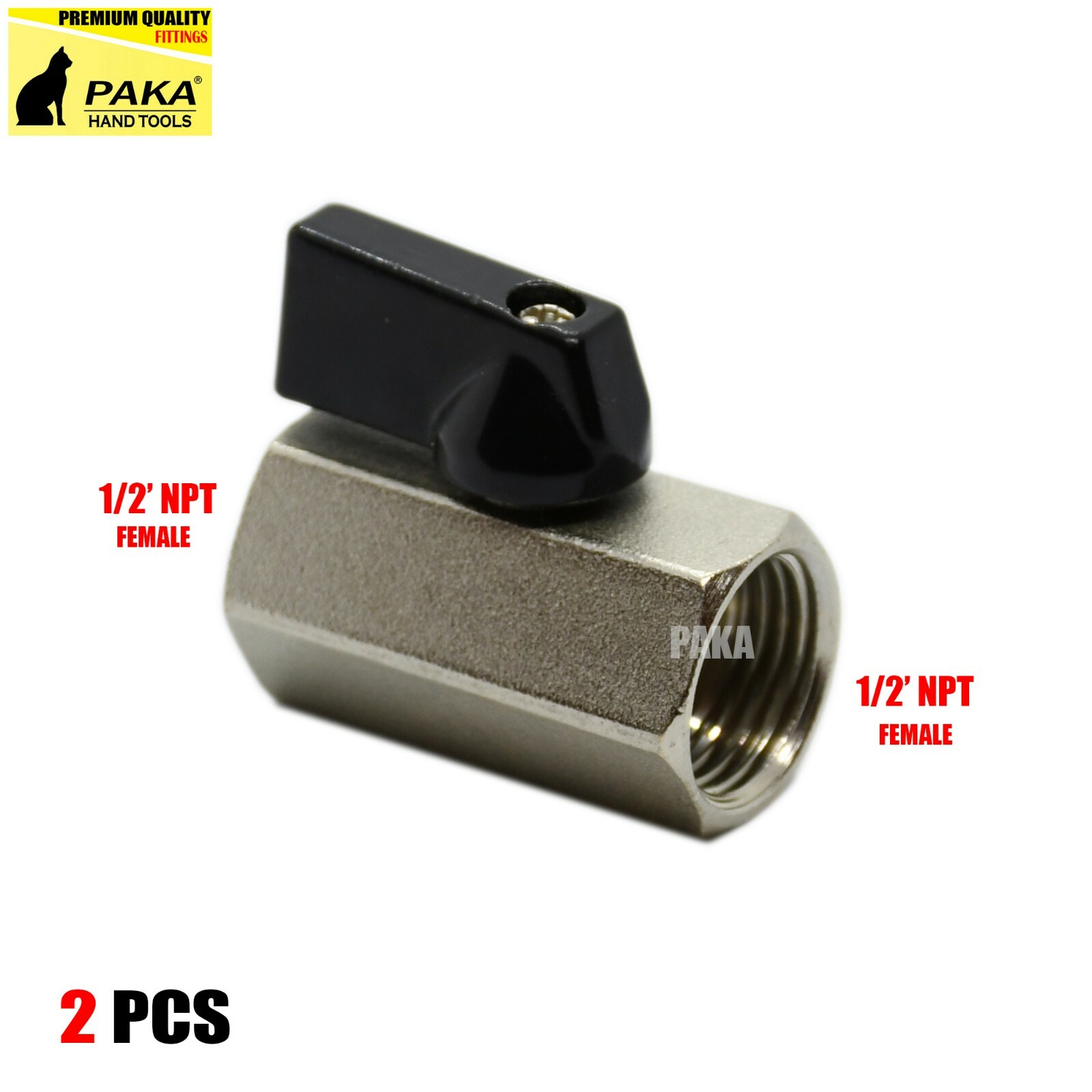 2 PCS Mini Ball Valve 1/2″ FEMALE X FEMALE NPT Chrome Plated Brass Body F X F