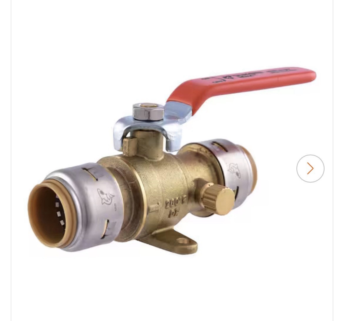 Max 3/4 In. Brass Push-To-Connect Ball Valve with Drain and Drop