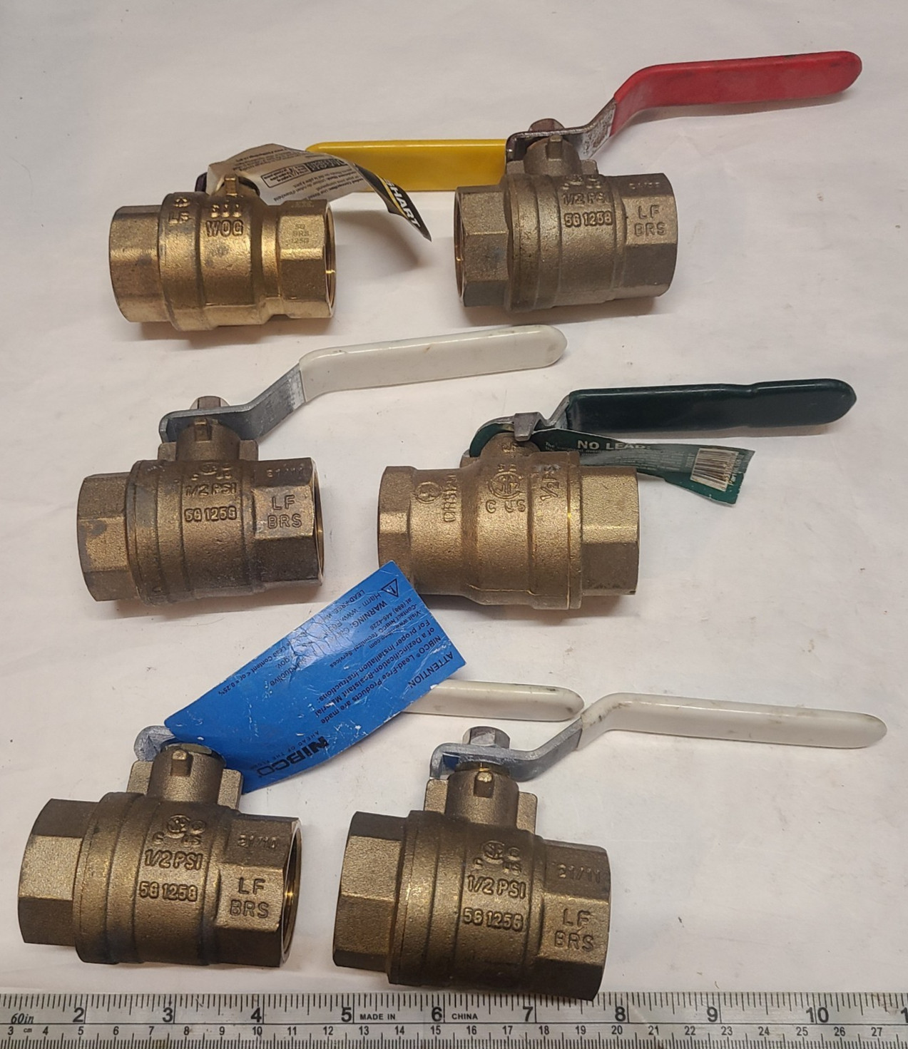 Lot of 6 Brass 1″ Threaded Ball Valve’s Nibco,Harvard,Boshart and Mcdonalds