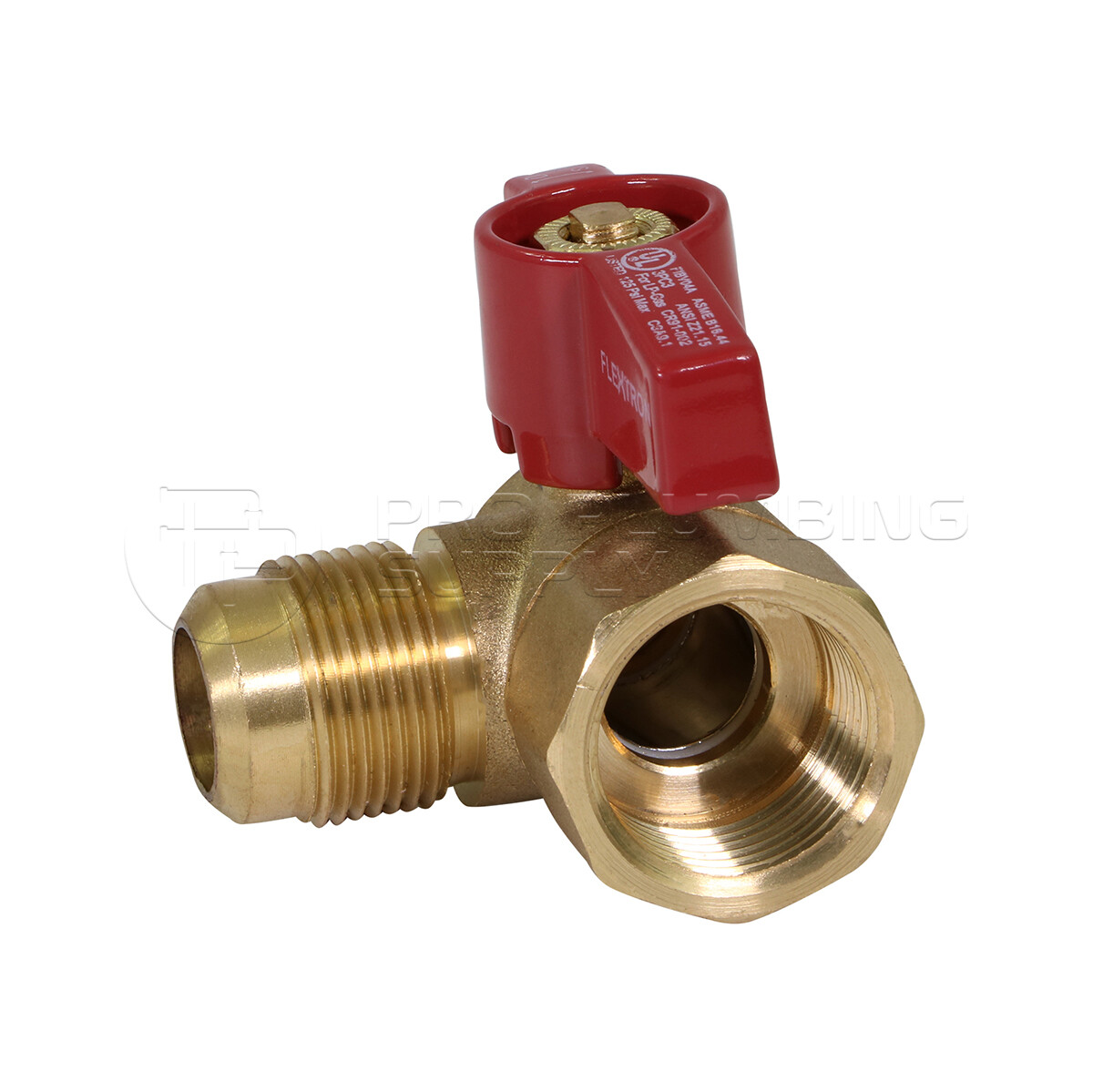 5/8 in x 3/4 in Flare Angle Gas Ball Brass Valve FIP Connections Natural Gas