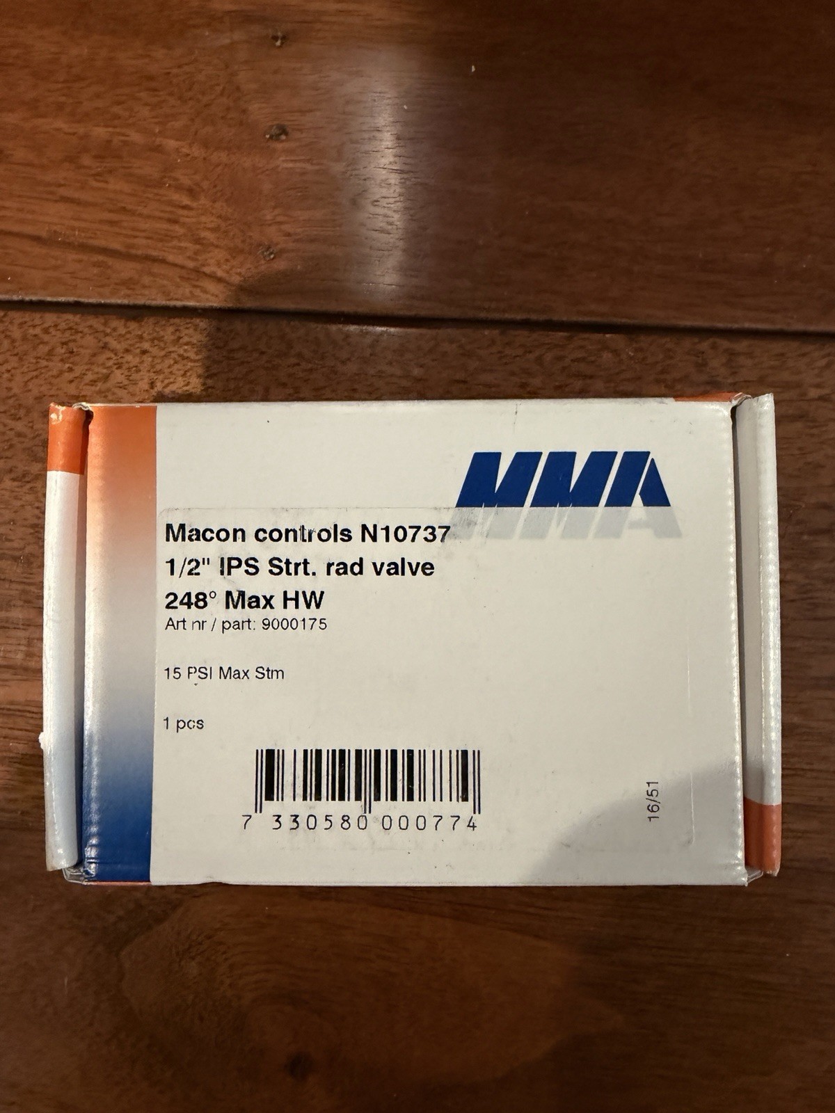 MMI 1/2 in IPS Straight Radiator Valve Chrome 248° HW 15 PSI N10737