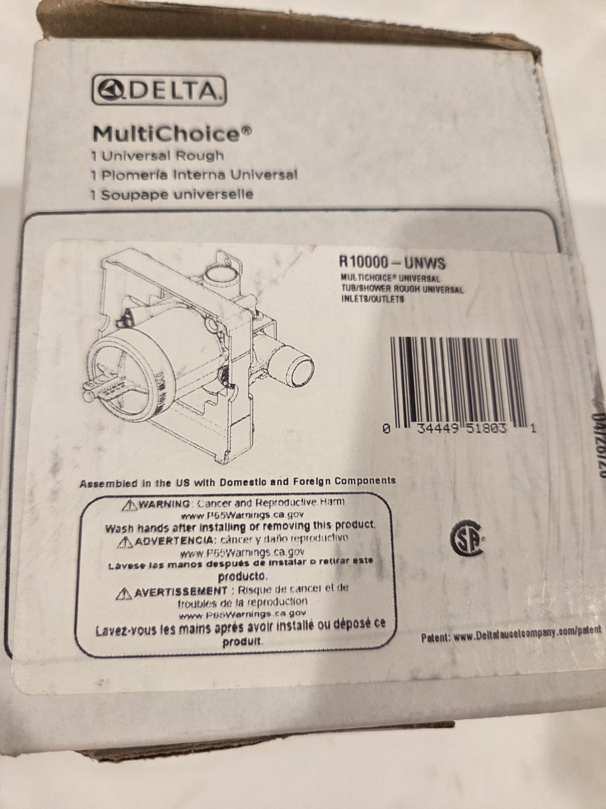 Delta MultiChoice Universal High-Flow Shower Rough-In Valve (R10000-UNWS), new.