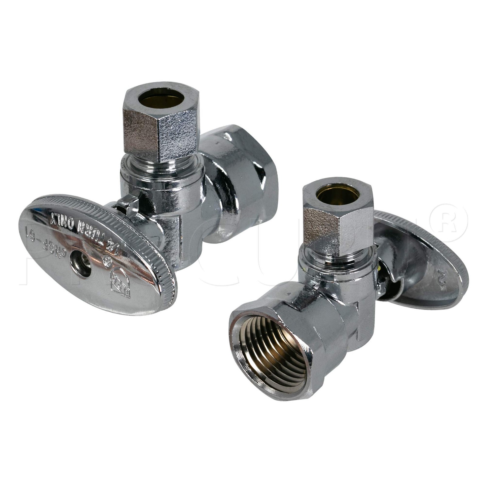 2 PCS 1/2Inch FIP x 3/8Inch OD Compression Angle Stop Shut Off Valve LF
