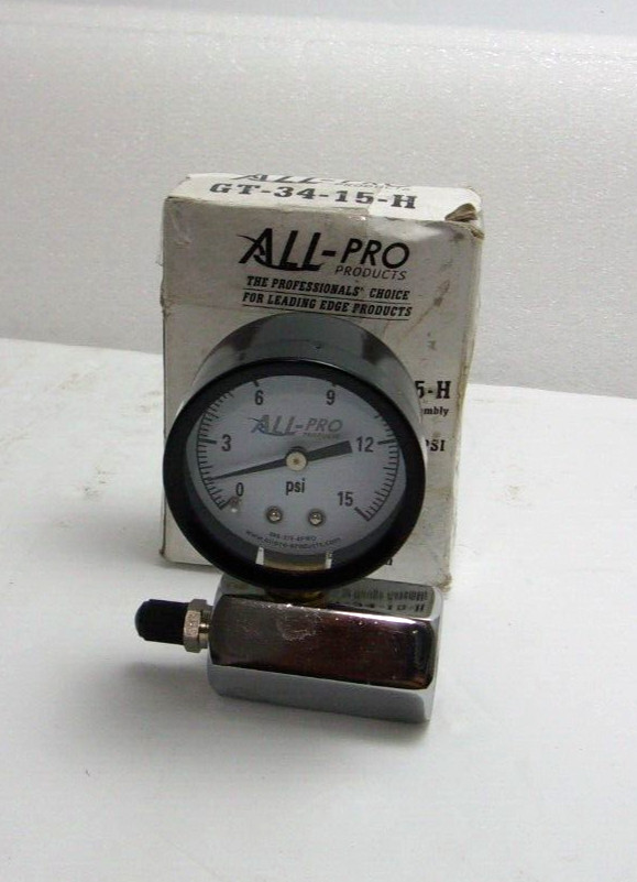All-Pro- GT-34-15-H Air Test Gauge Assembly 2″ Face,0-15 PSI, New