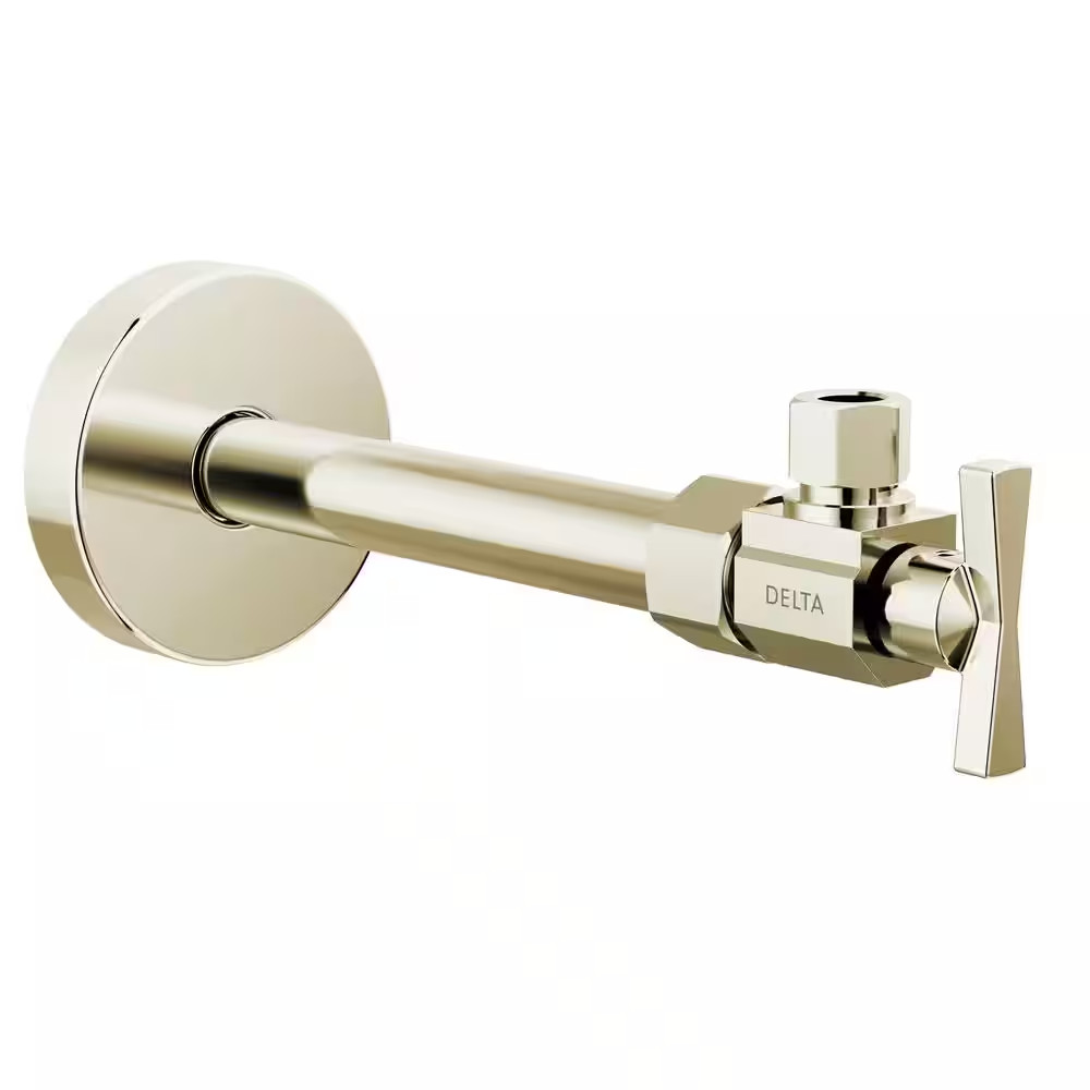 1/2 In. X 7.56 In. L Polished Nickel Brass Angled Supply Stop Valve