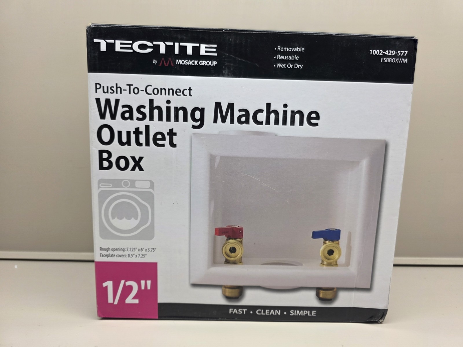 NEW Tectite 1/2″ Brass PTC Washing Machine Outlet Box, Model# FSBBOXWM