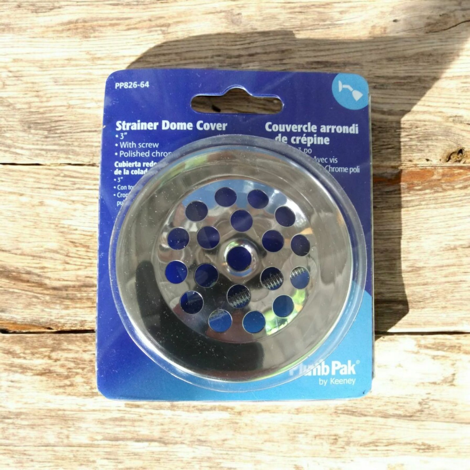 TUB DRAIN DOME STRAINER COVER Plumb Pak PP826-64 , 3″ Polished Chrome,