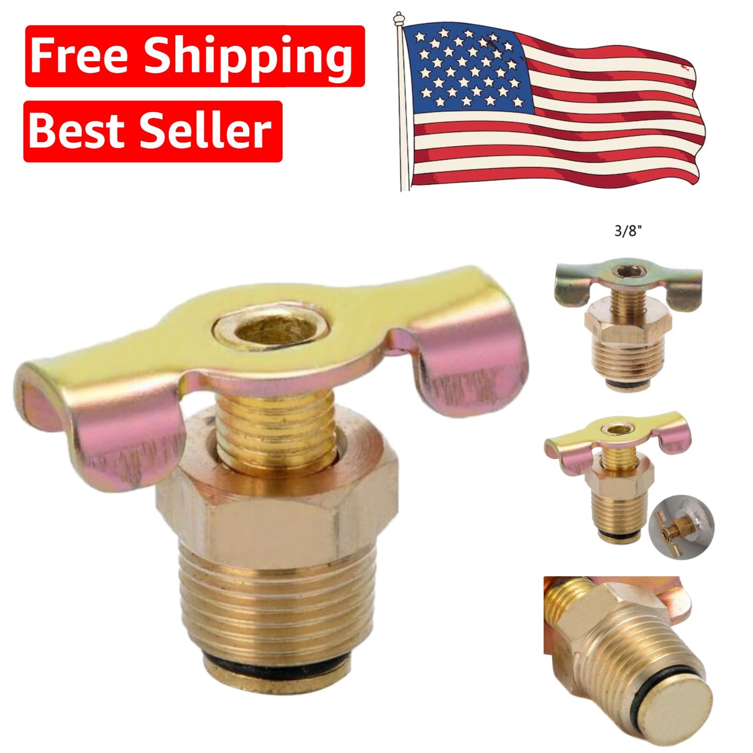 Compact 3/8” NPT Brass Drain Valve – High-Performance Water Drainage Solution