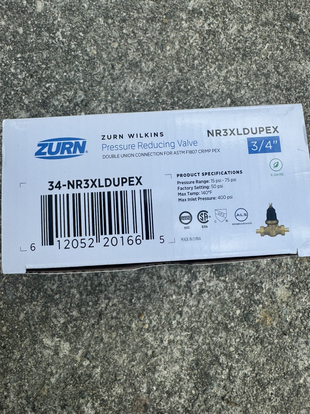 Zurn Wilkins NR3XL 3/4″ Pressure Reducing Valve Lead Free Water Regulator New