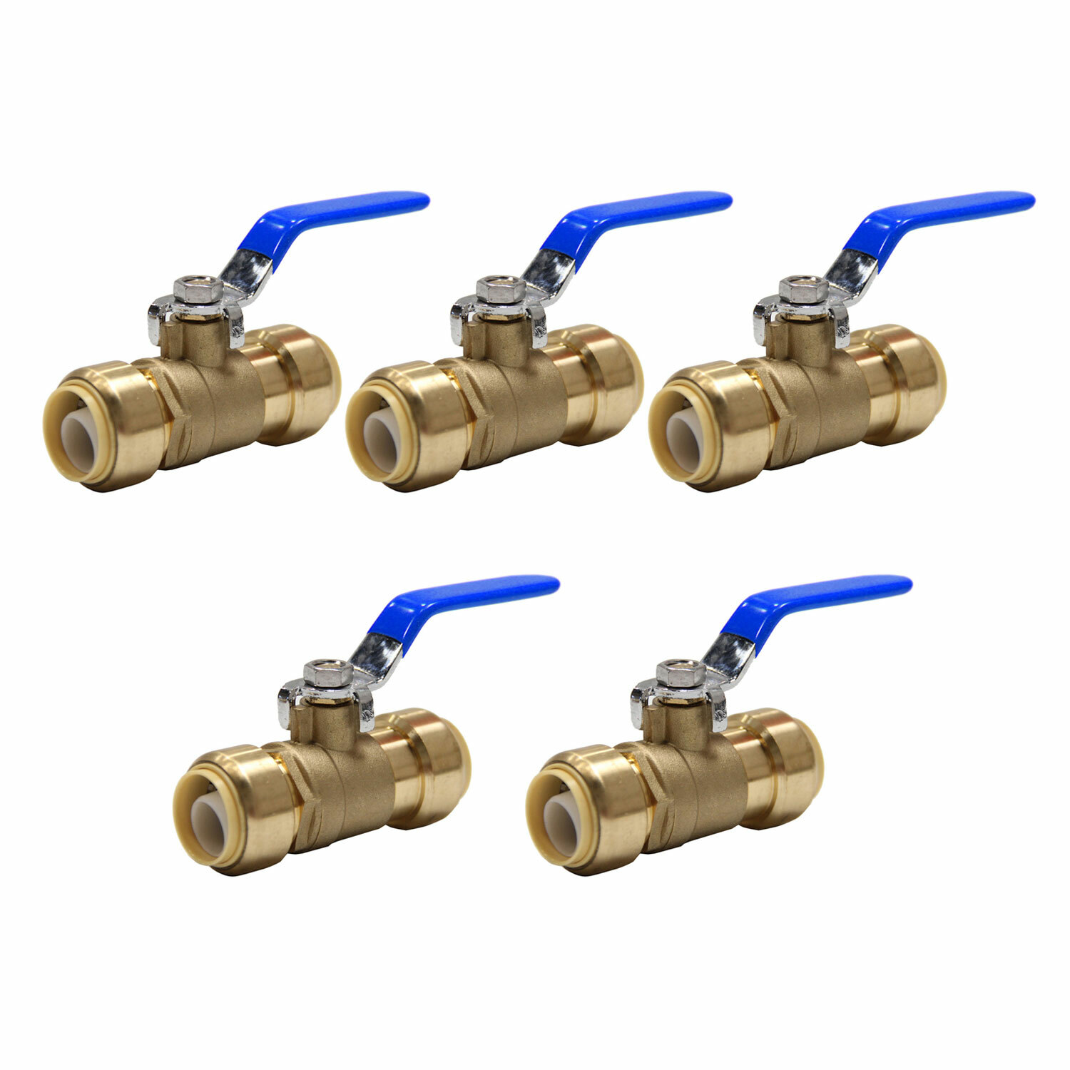 EFIELD 5 PCS 1/2″ PUSH FIT BALL VALVE FULL PORT , BLUE LEVEL, LEAD FREE