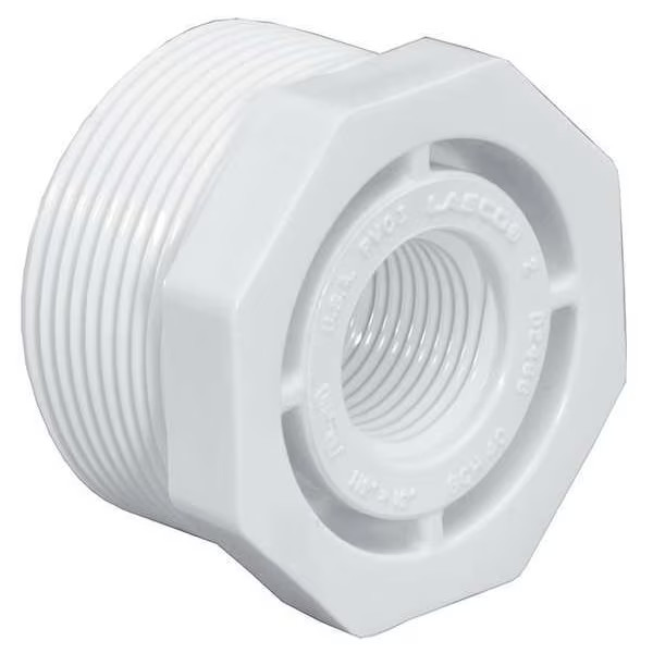 Manufacturer Varies PVC Reducing Bushing, MNPT x FNPT, 1 in x 1/2 in Pipe Size