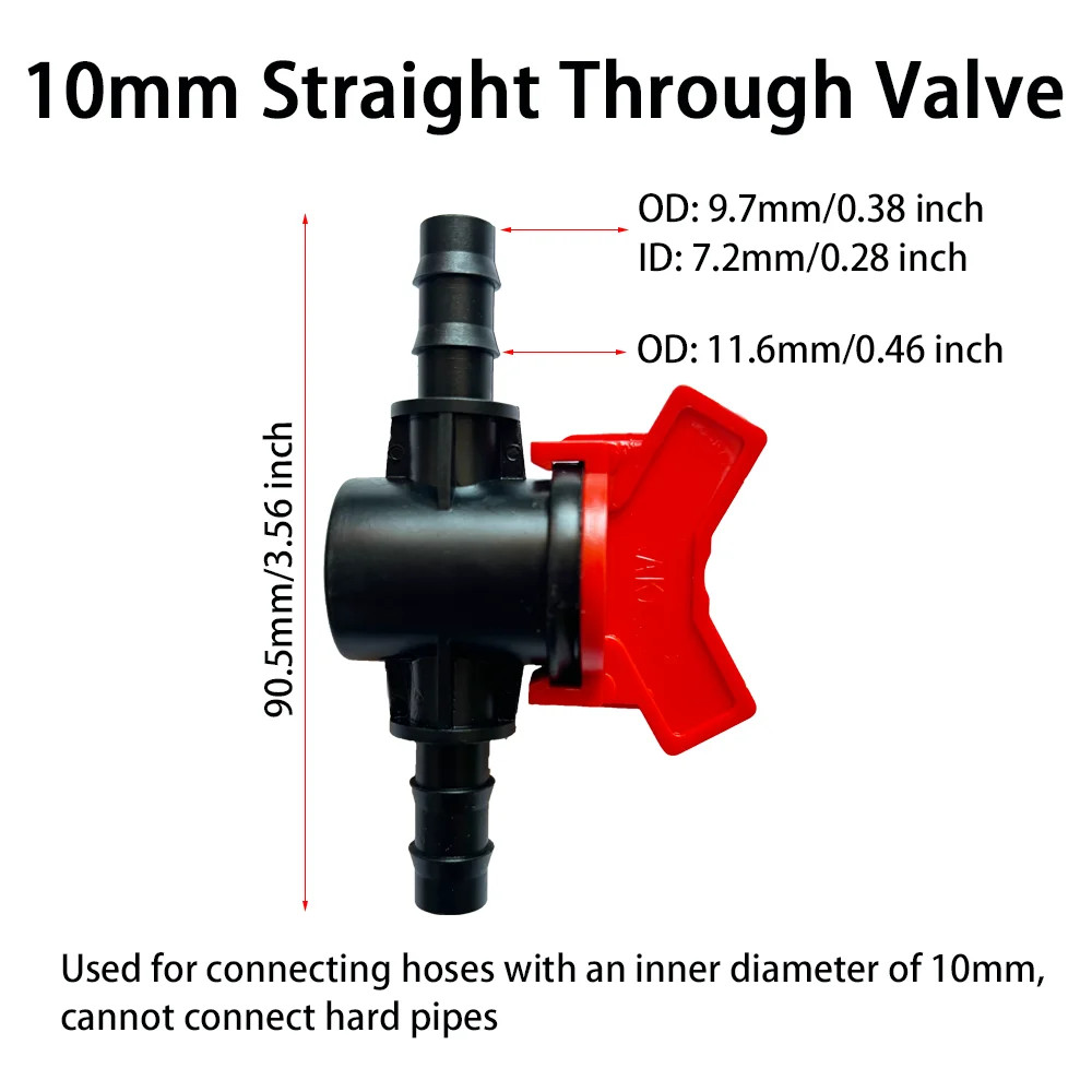 2Pcs Barbed Ball Valve Plastic Pagoda Straight through Shut-Off Switch Hose Conn