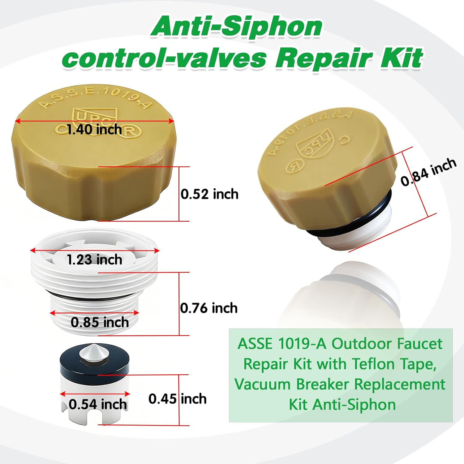 ASSE 1019-A Vacuum Breaker Repair Kit Anti-Siphon Faucet Replacement Parts Pack