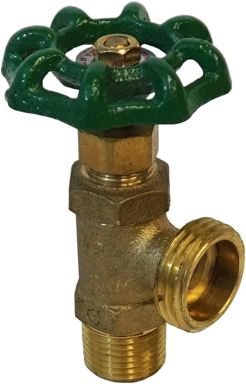 No-Lead Brass Boiler Drain Valve, 1/2″ MIP Inlet X 3/4″ MHT Hose Thread Outlet,