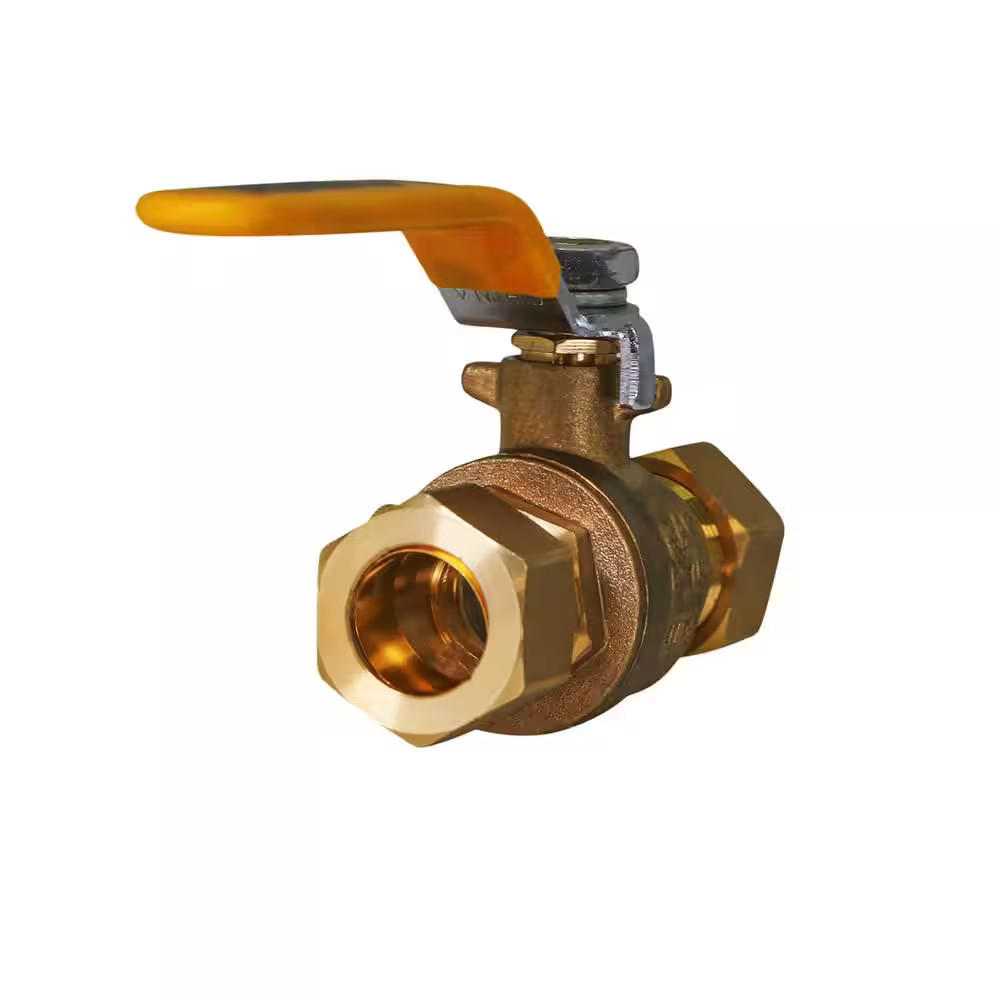 Premium Brass Full Port Ball Valve with Drain, with 1/2 In. Compression Connecti