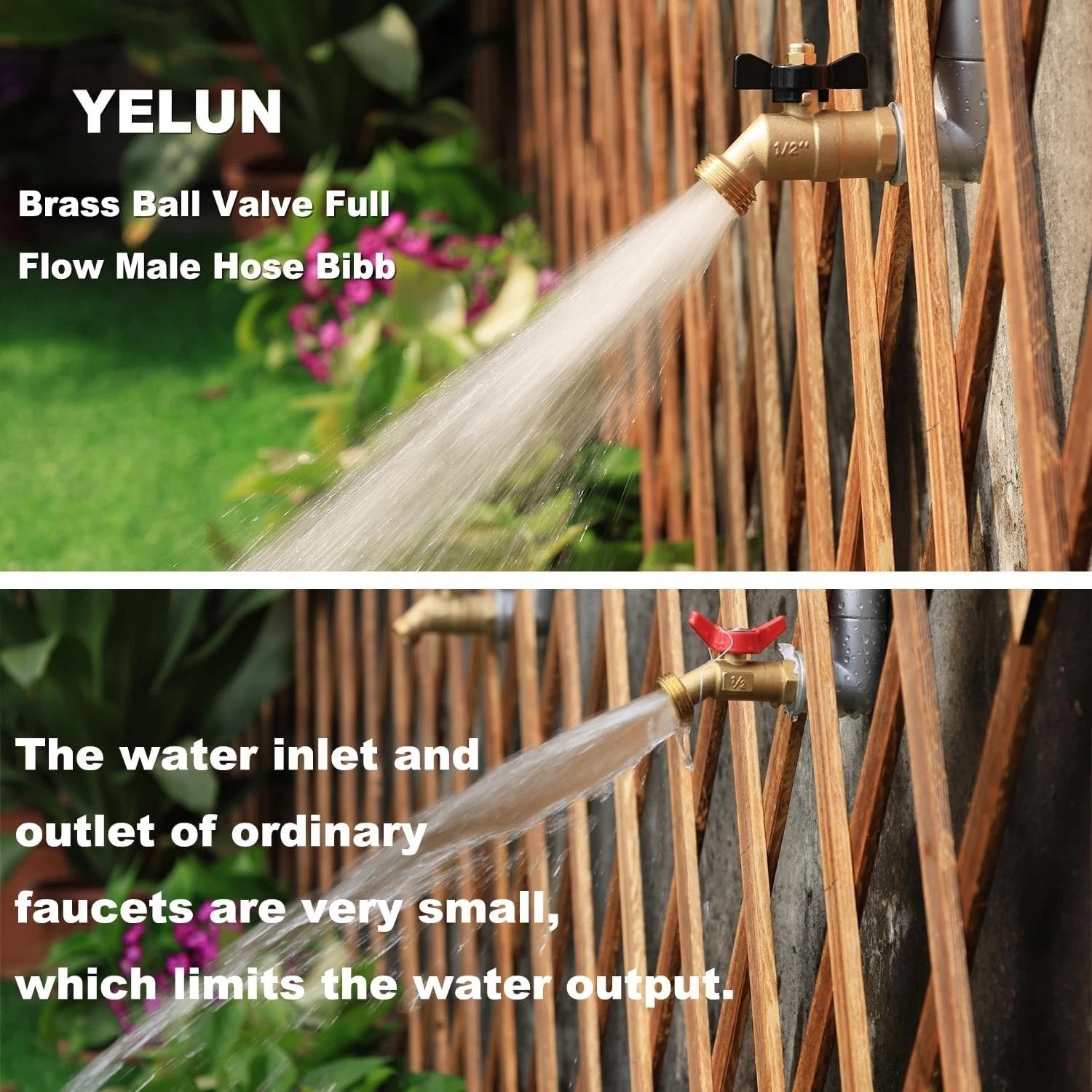 Brass Ball Valve Full Flow Male Hose Bibb 1/2″ Male NPT inlet Connection with…