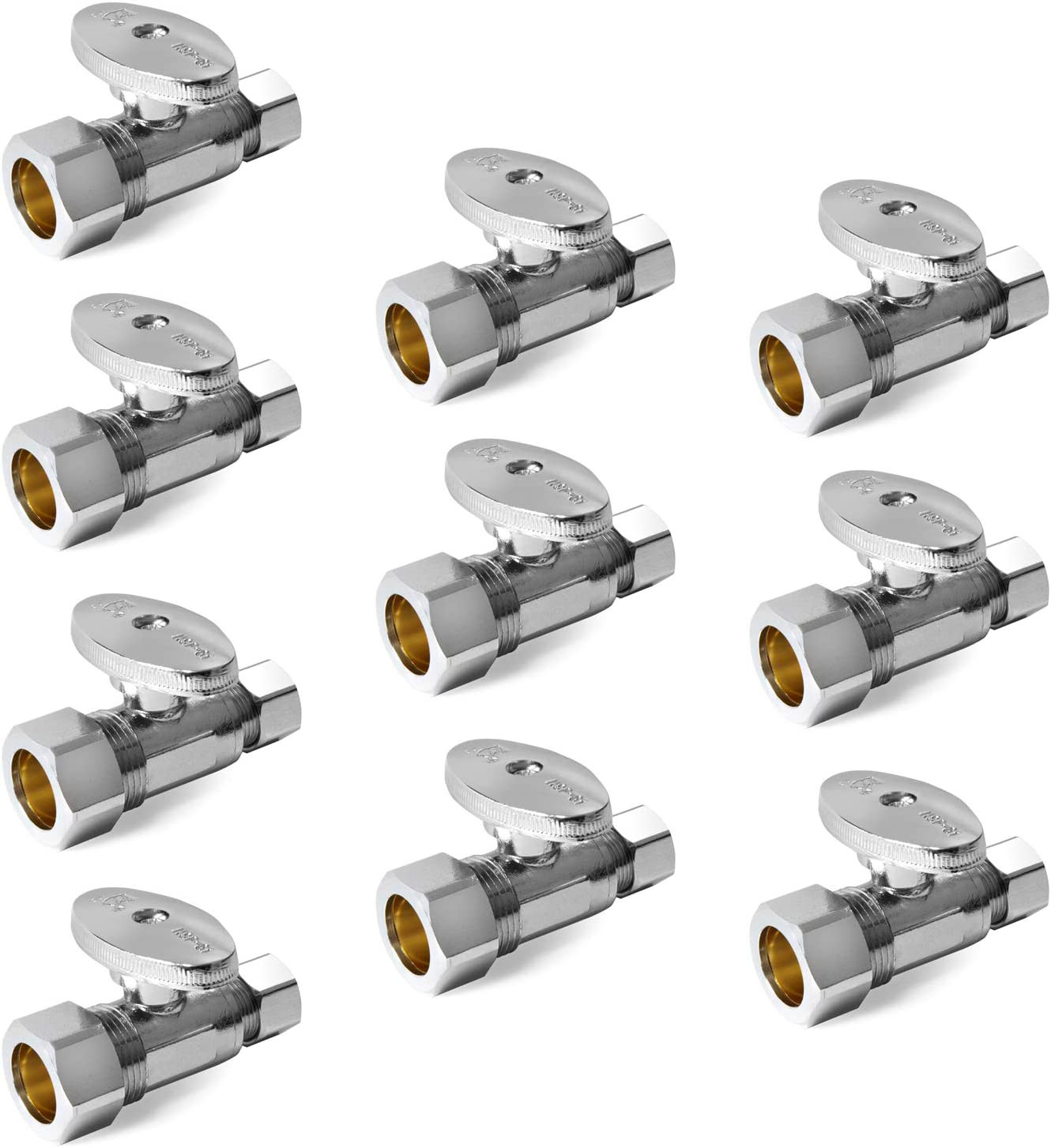 10-Pack 1/2″ Compression Straight Stop Valve, 3/8″ OD