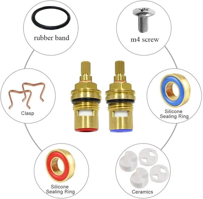 Replacement Brass Ceramic Disc Stem Cartridge Faucet Valve Quarter Turn
