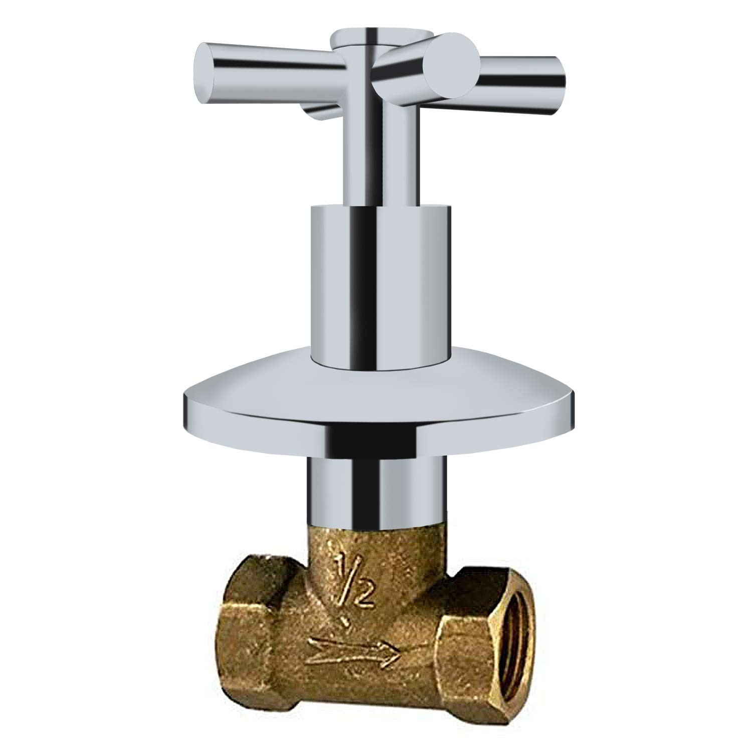 Concealed Brass 1/2-Inch IPS or G1/2 Water Shower Home Plumbing Shut Off Flow…