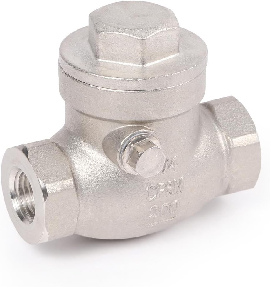 1/4 Inch Stainless Steel Swing Check Valve with Metal to Metal Seat, 200lbs CWP,