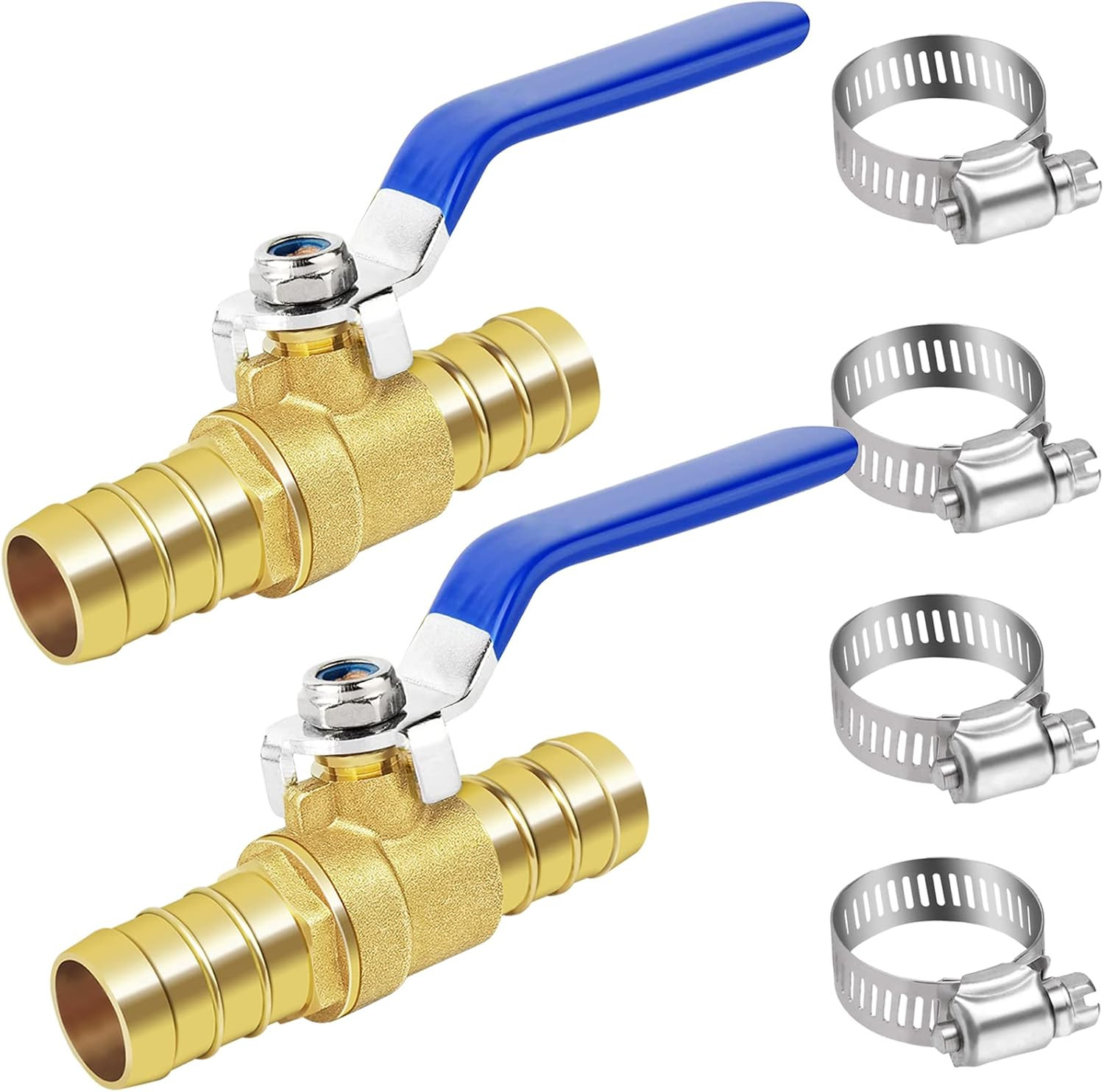 Brass Hose Barb Ball Valve Kit-2Pcs 5/8″ Heater Hose Shut off Valve with Stainle