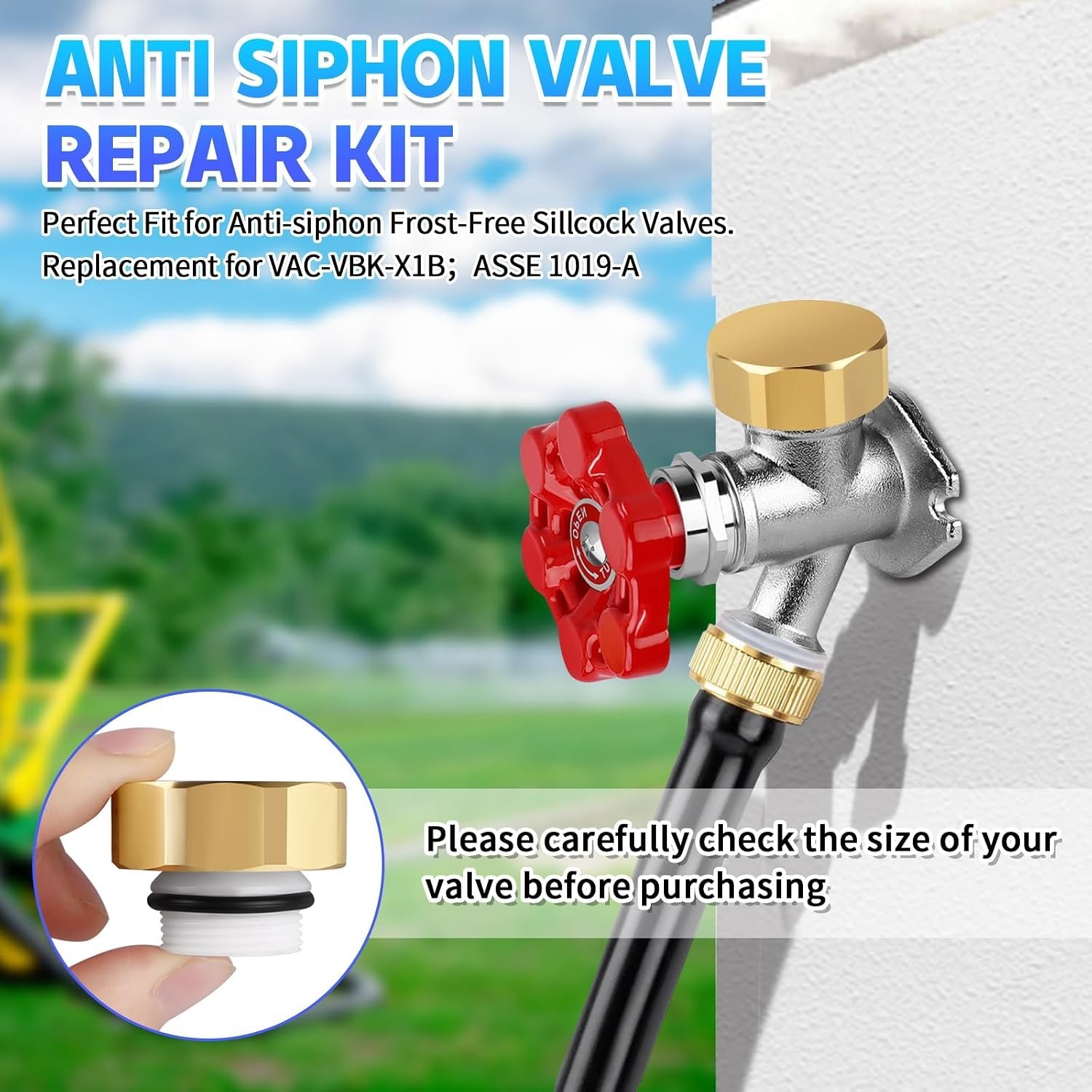 Outdoor Faucet Repair Kit, Vacuum Breaker Outside Faucet Set for VACVBKX1B, A…