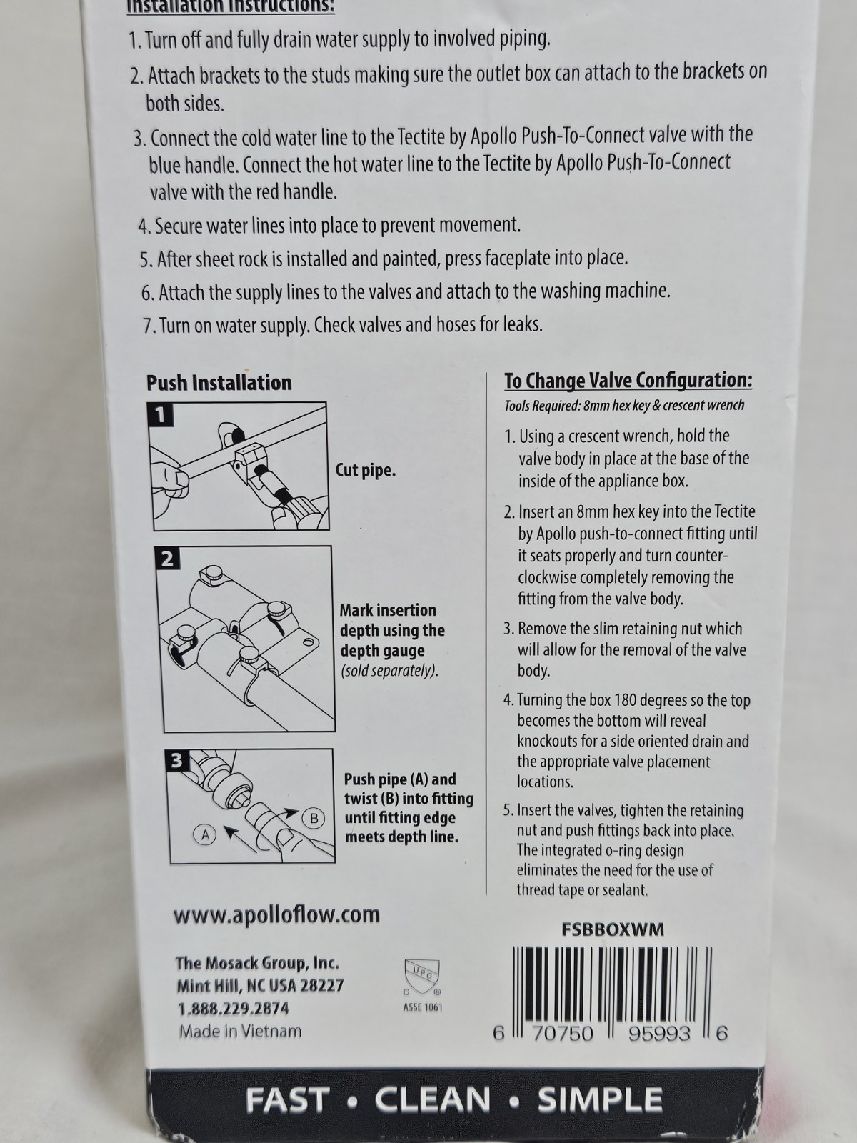NEW Tectite 1/2″ Brass PTC Washing Machine Outlet Box, Model# FSBBOXWM