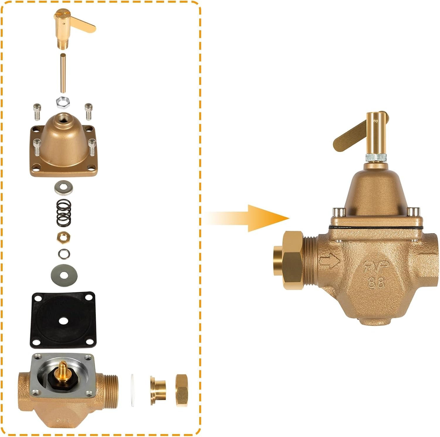 for Watts B1156F S1156F 1/2″ Bronze High Capacity Feed Water Pressure Regulator