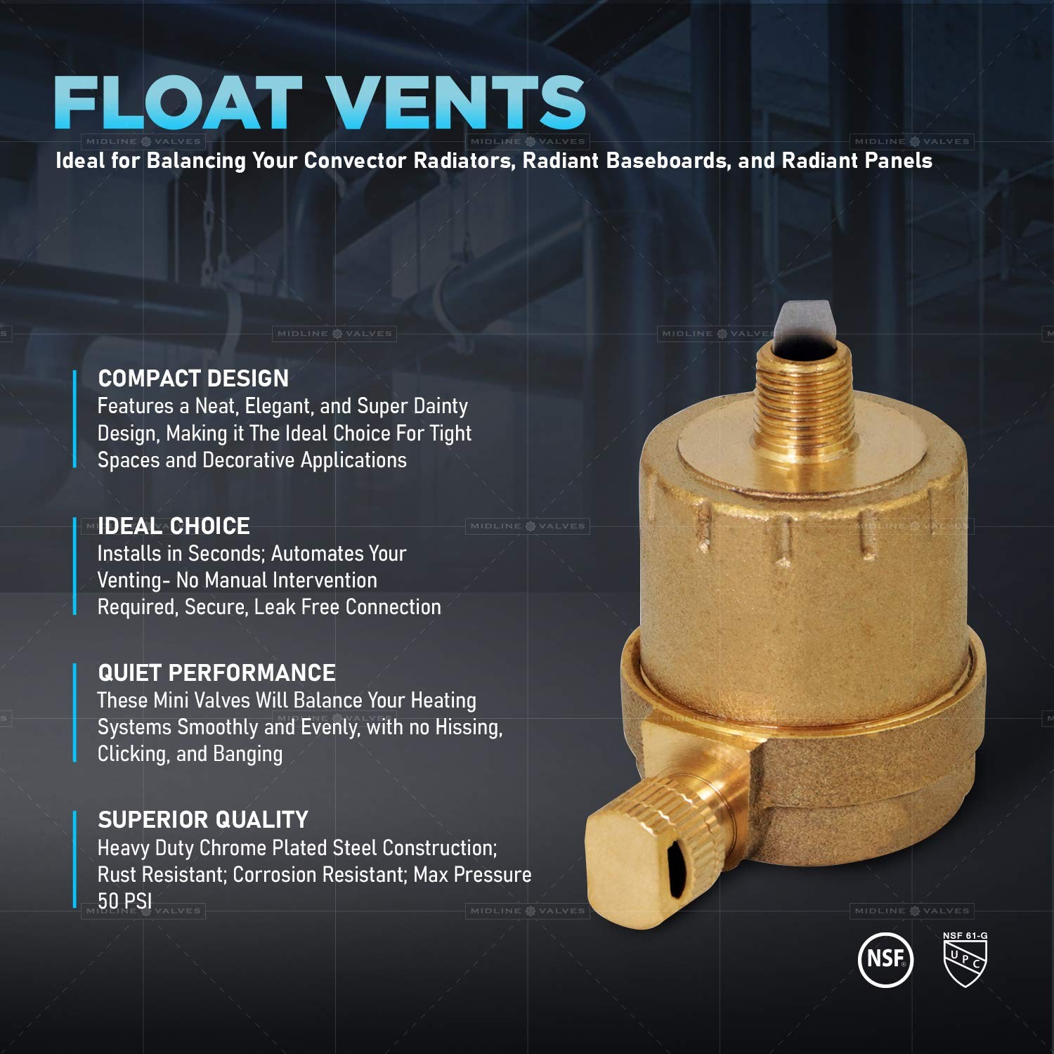 S1546-OM-5 Radiator Steam Air Float Vent; Heat Regulator Valve; Angle Mount; …