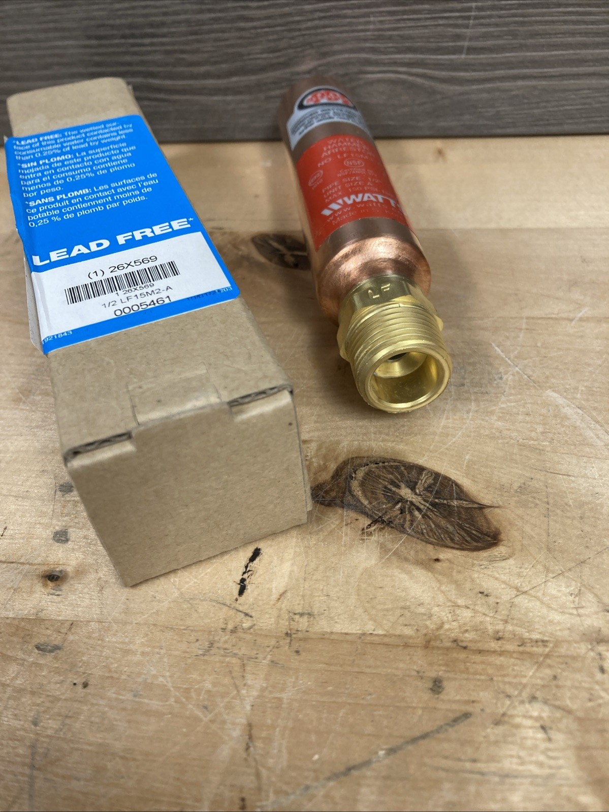 WATTS LF15M2-A Water Hammer Arrestor,1/2 In NPT,Copper 26X569 Brand New