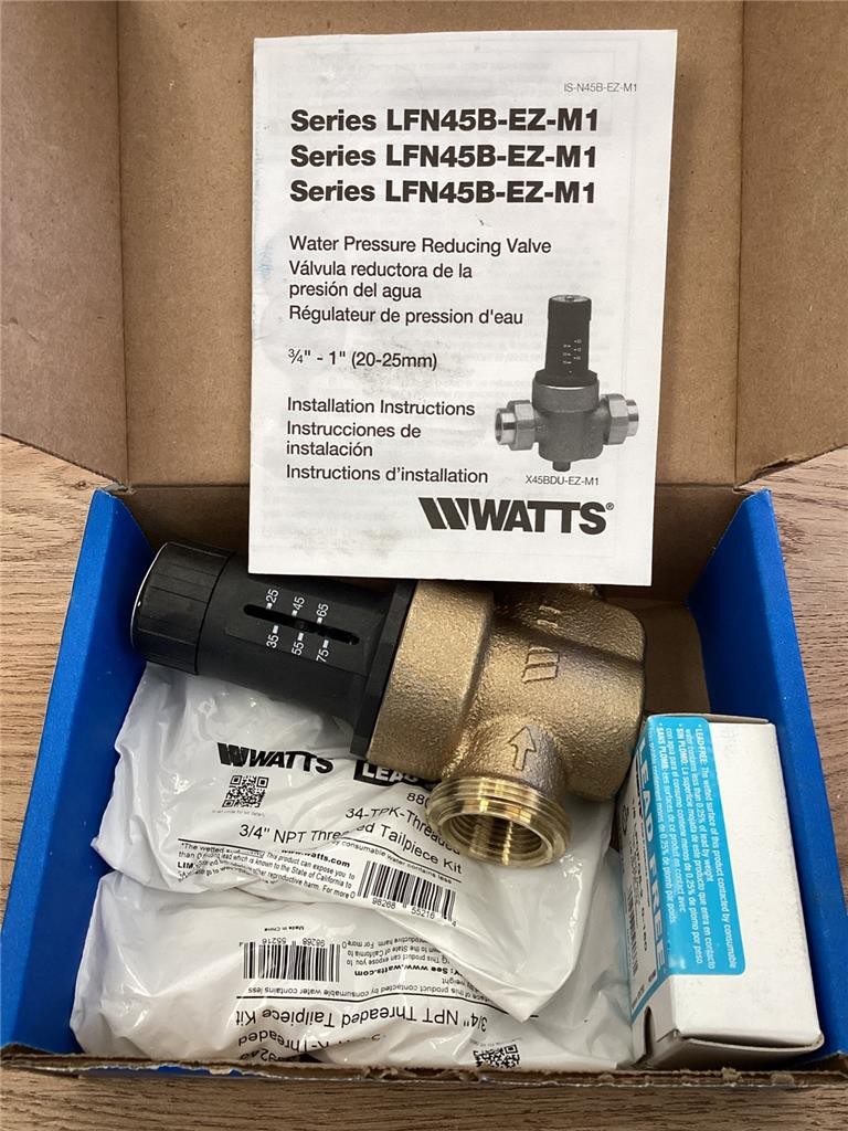 + WATTS Water Pressure Reducing Valve Double Union 3/4″ LFN45BM1-DU-EZ-GG NEW