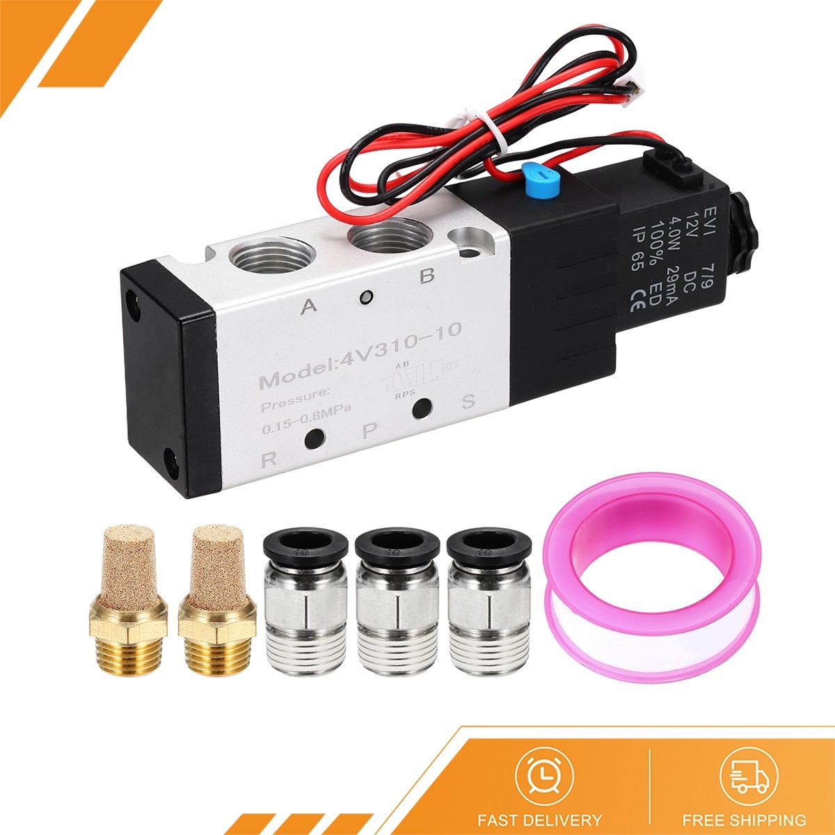 Pneumatic Solenoid Valve 3/8″ NPT 12V 5 Way 2 Position Aluminum Electric Air