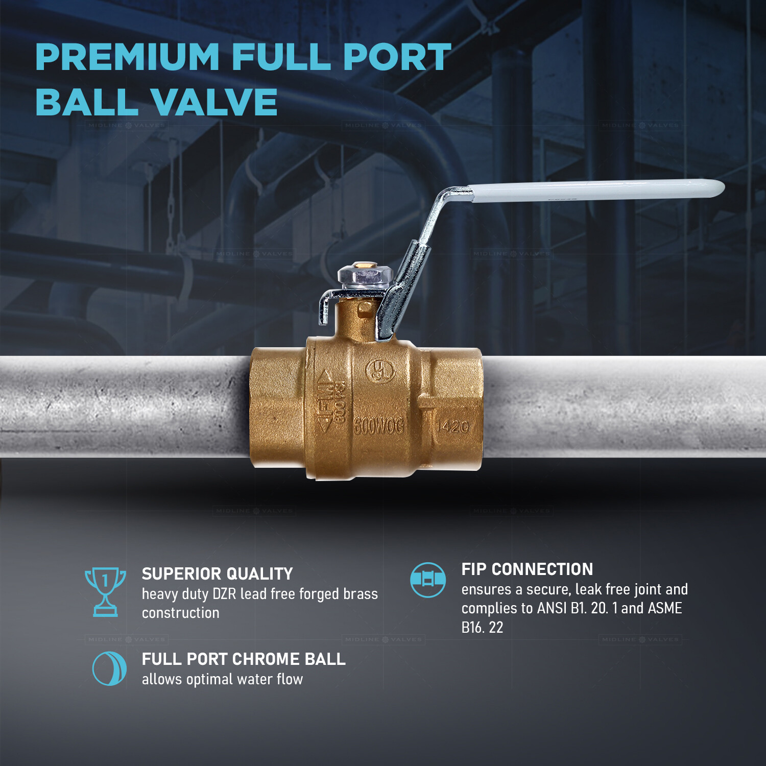 1/4″- 4″in FIPxFIP Connect Lead Free 1/4 Turn Full Port Brass Ball Valve 600 WOG
