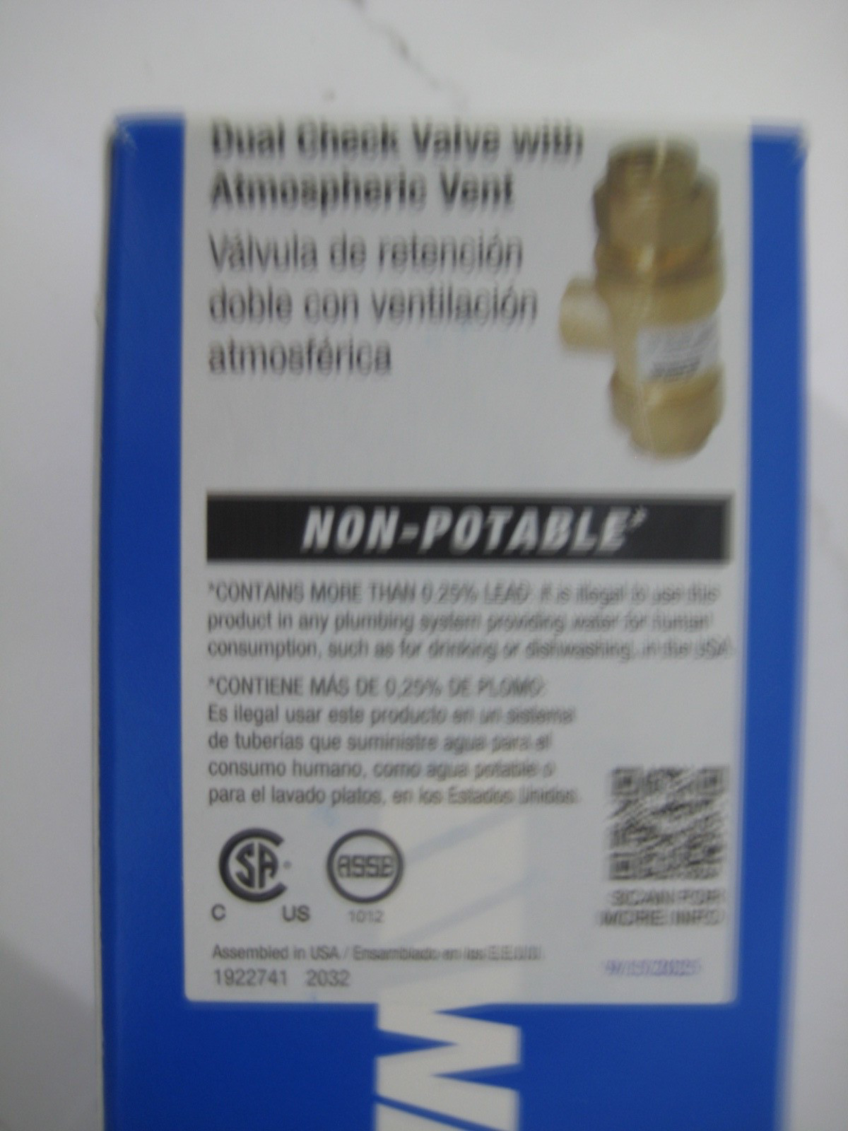 Brand New – Watts 9D M3 1/2″ #0950053 Dual Check Backflow with Atmospheric Vent