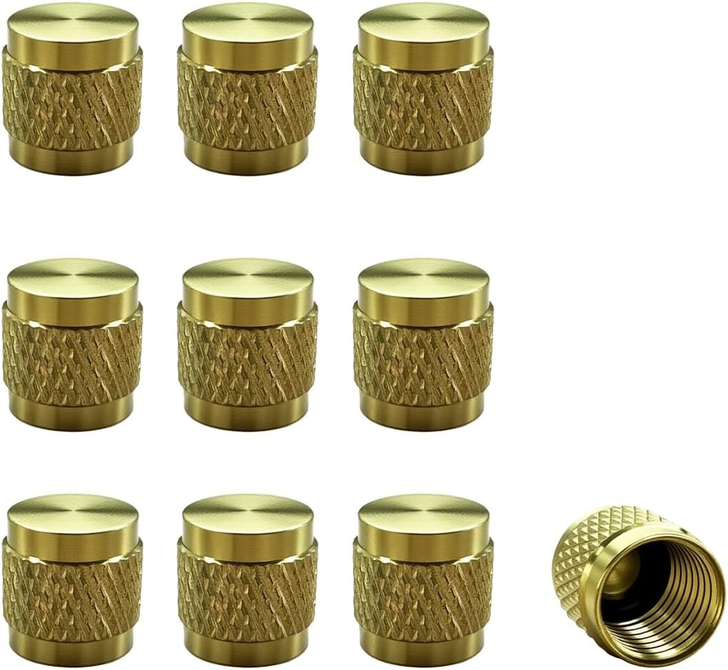 10PCS 1/4 Inch Brass HVAC Flare Caps with O Ring Seal for AC Service Ports