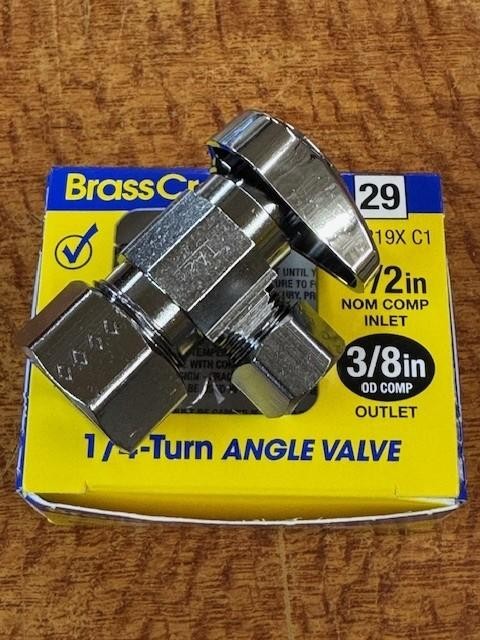 BrassCraft 1/2 in. Compression outlets X 3/8 in. Compression Brass Angle Stop