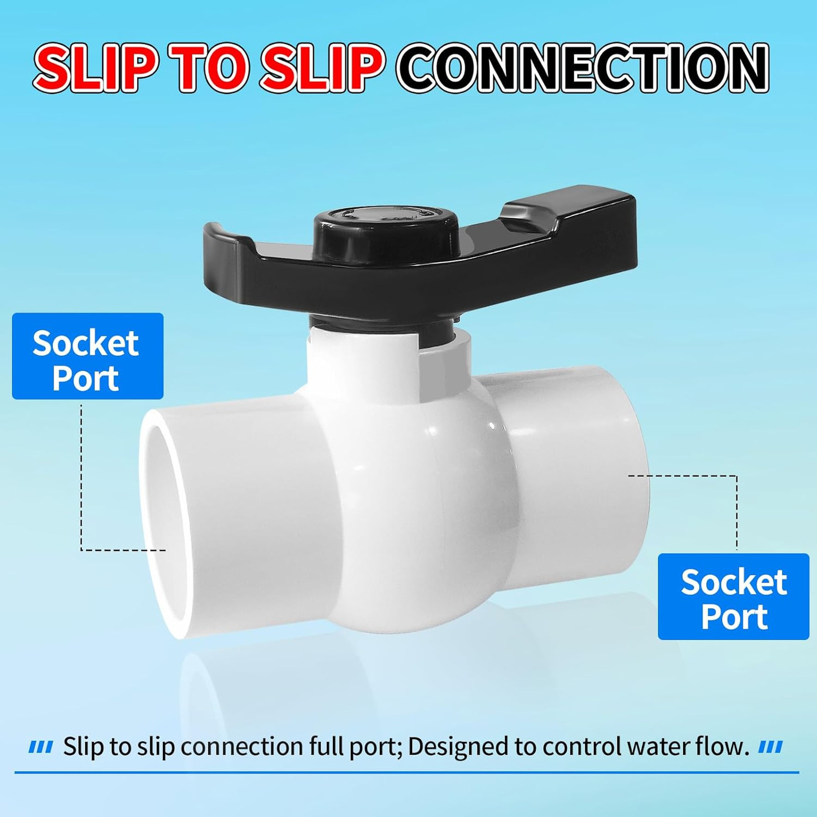 3/4 Inch PVC Ball Valve 4 Pack Slip SCH40 Full Flow T-Handle Irrigation Pool