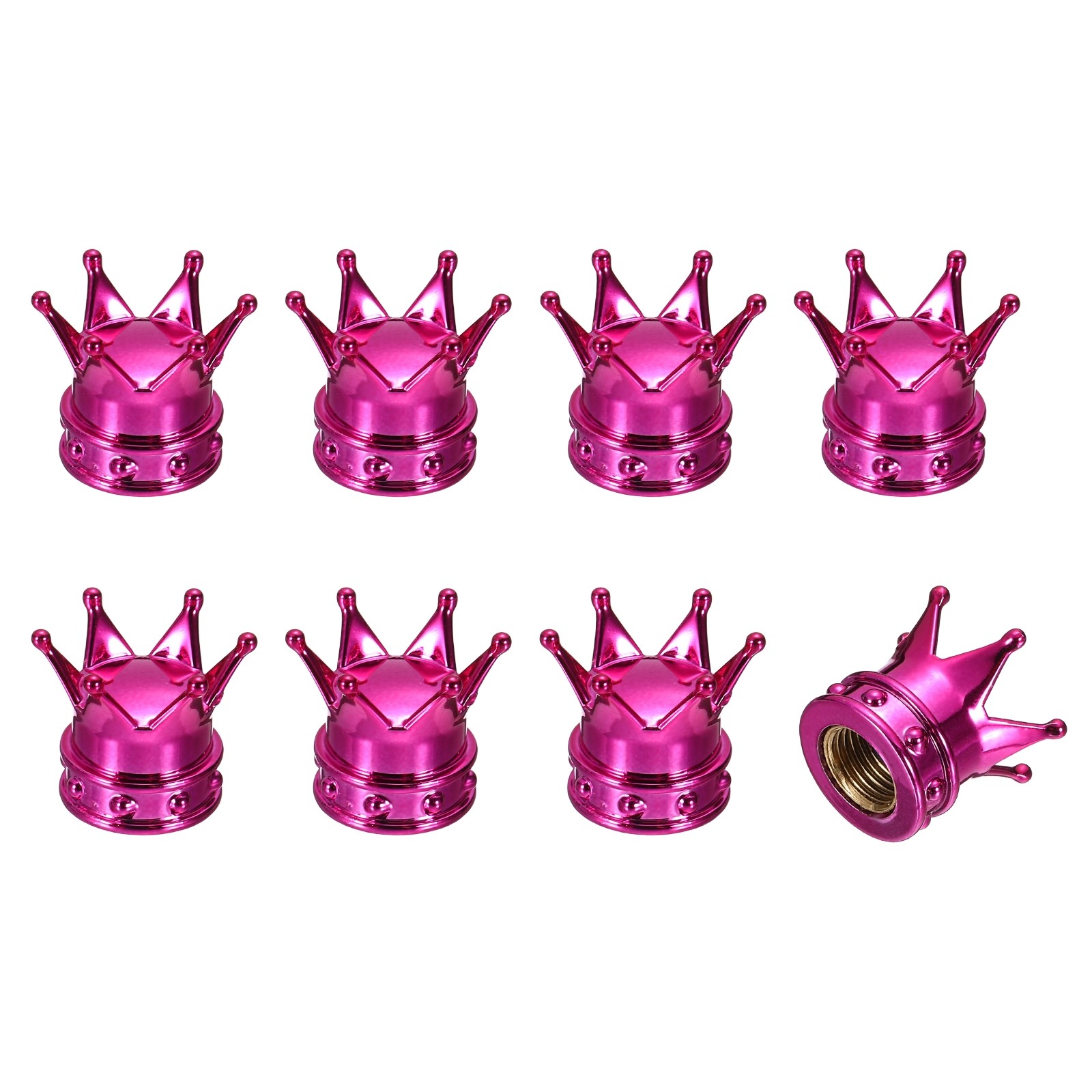 8Pcs Crown Style Tire Valve Stem Caps ABS Plastic Air Caps Cover, Rose Red