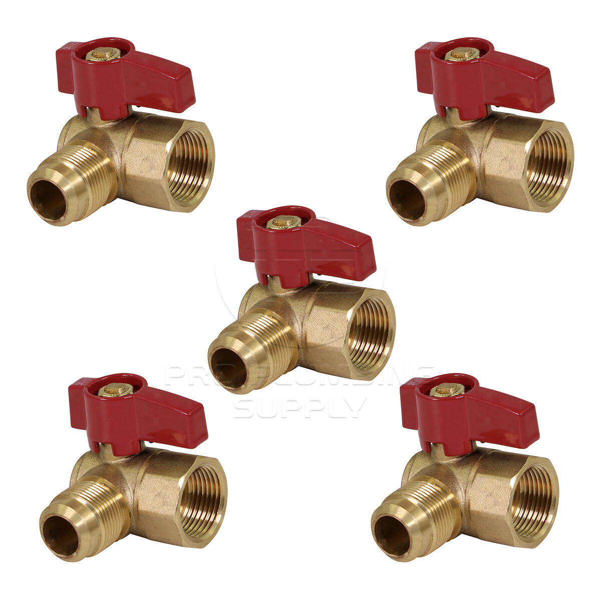 Brass Threaded 5/8″-3/4″in Angle Gas Ball Valve Flare x FIP Connection Pack of 5