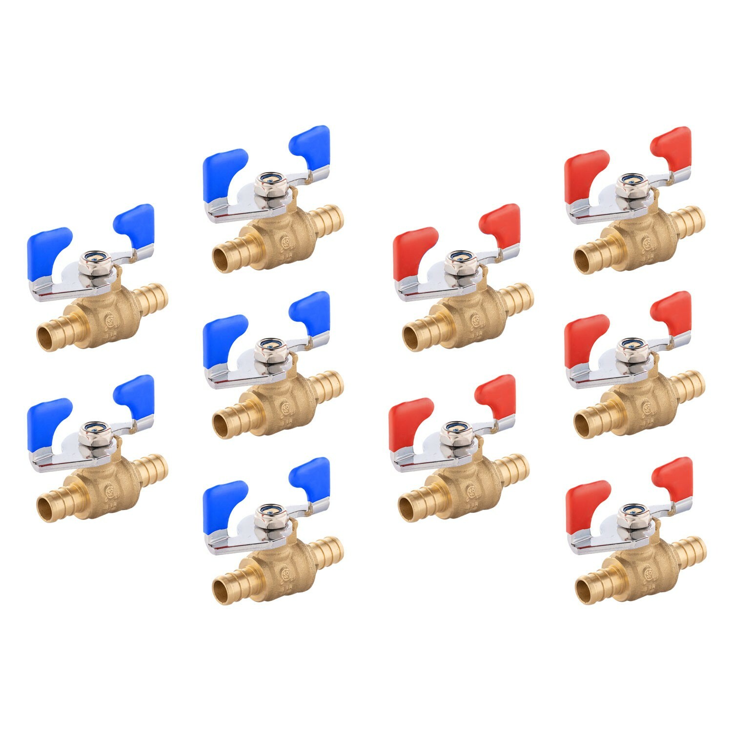 10 PCS 1/2″ BARB PEX FULL PORT SHUT OFF BALL VALVE HOT & COLD WATER, LEAD FREE