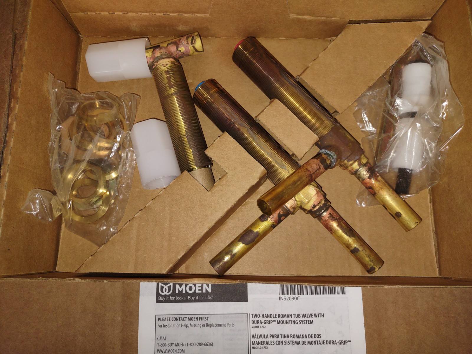 NEW Moen 4792 Roman Tub Valve Rough-In 2 Handle 1/2″ CC Adjustable Brass 3 Hole
